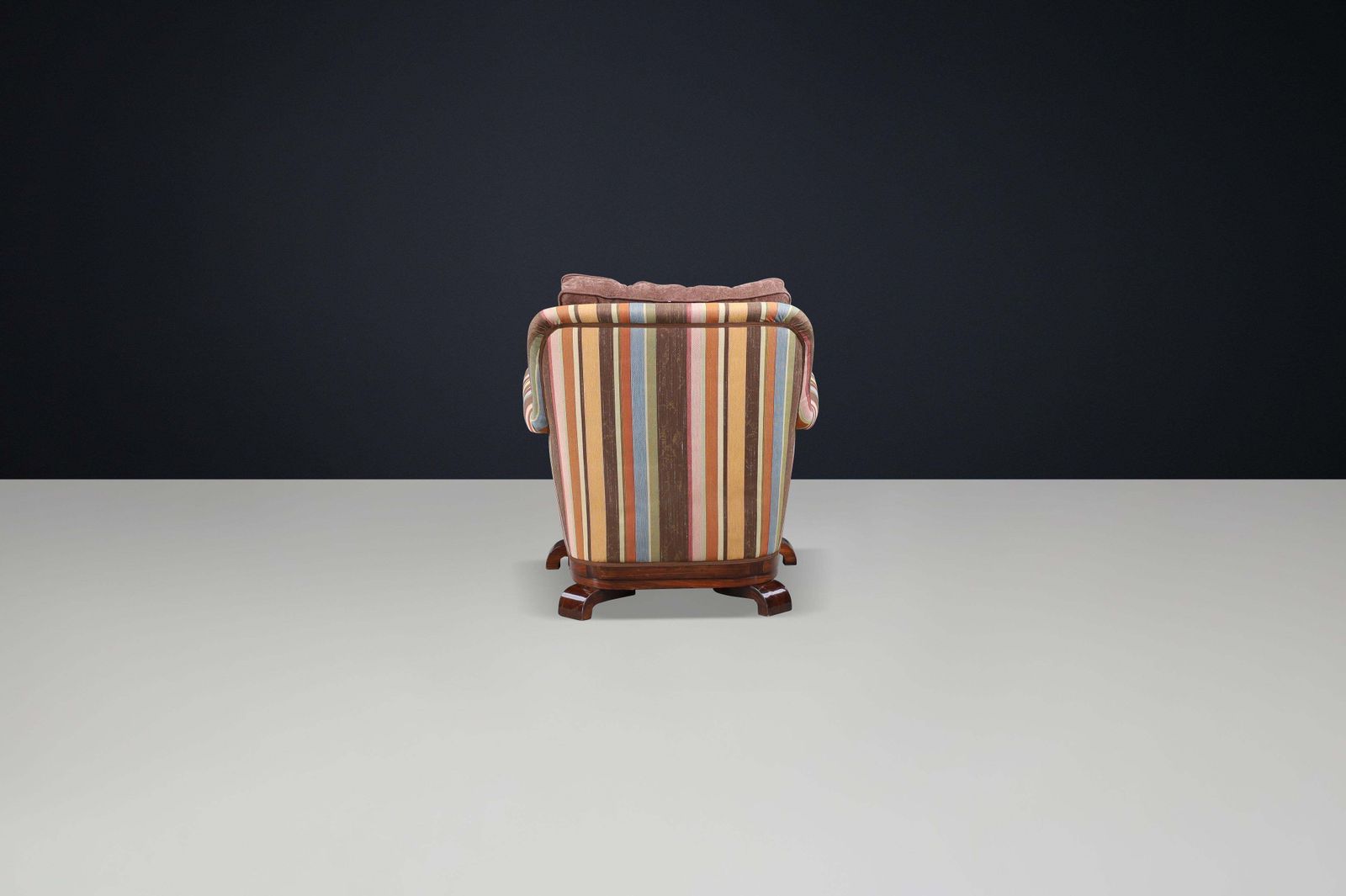 Large Art Deco Armchair In Reupholstered Fabric And Walnut, Prague, 1930s photo buy