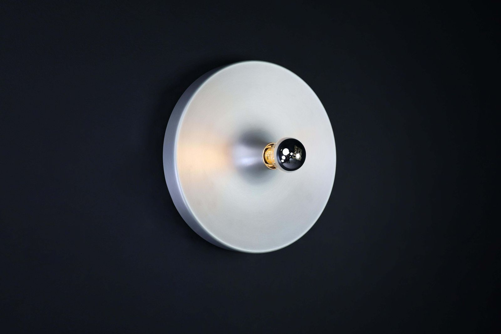 photo for sale Mid Century Modern Charlotte Perriand Aluminum Disc Wall Lights, Germany 1960s