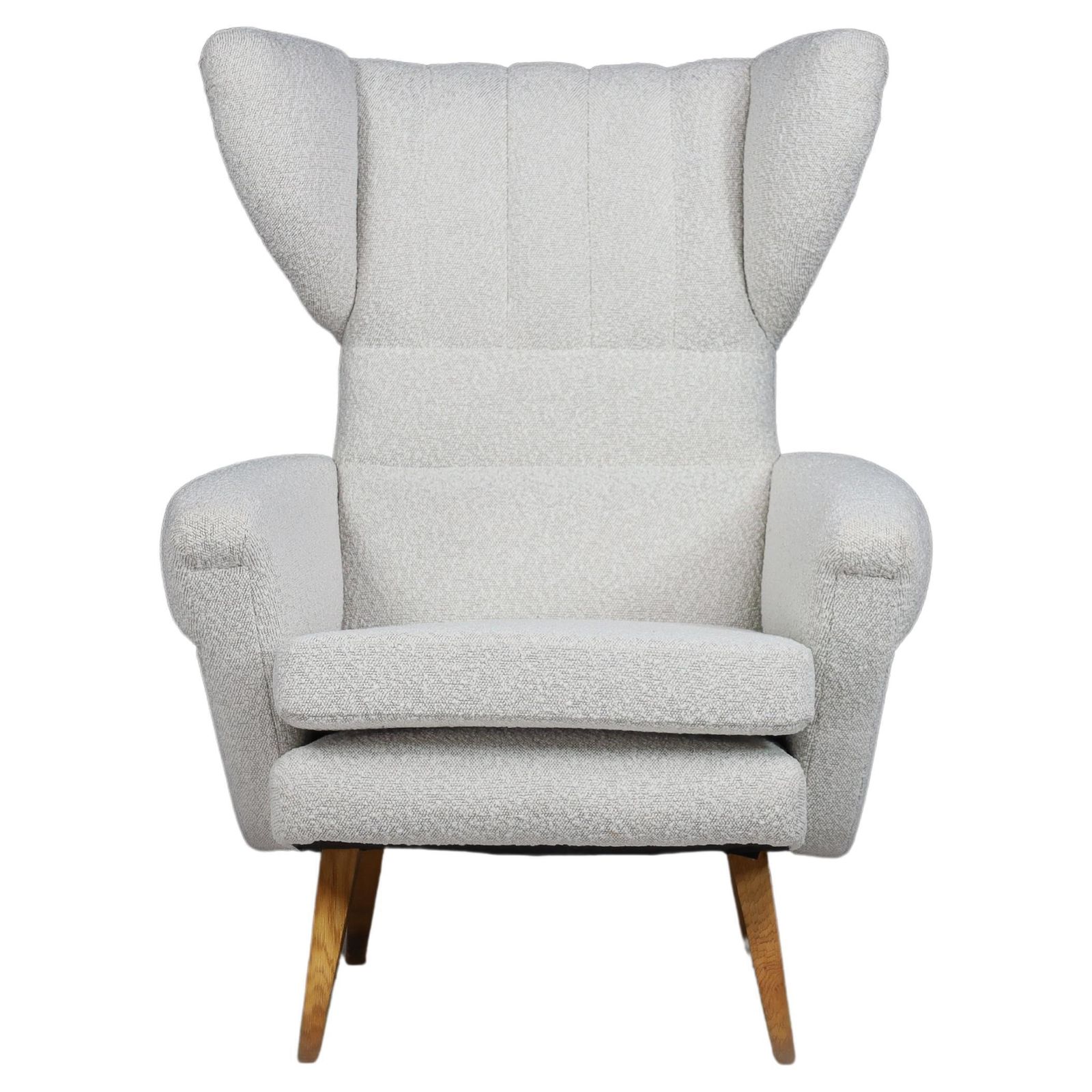 Wingback Lounge Chair In Reupholstered Bouclé Fabric, Praque 1950s photo furniture