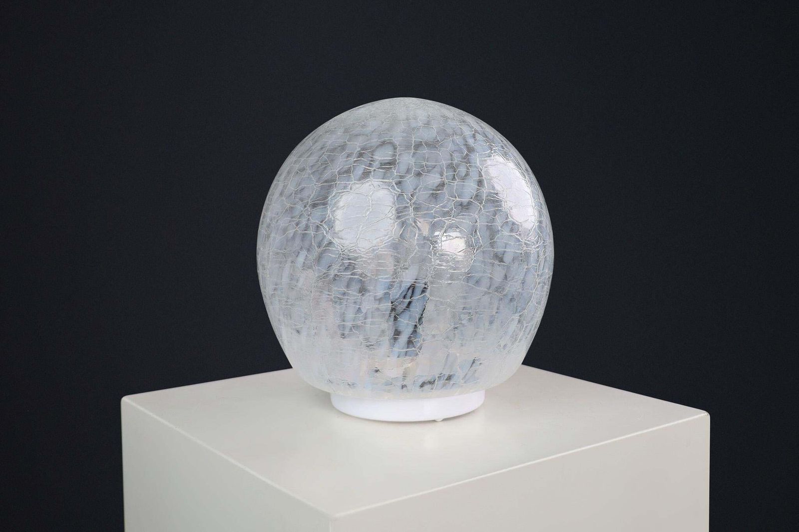 Mid Century White/Light Blue Murano Glass Table Lamp, Italy 1970s photo vinterior
