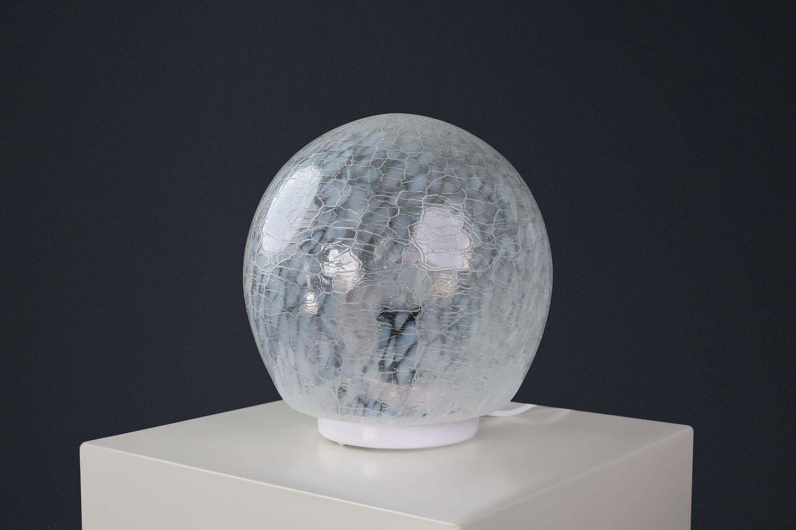 Mid Century White/Light Blue Murano Glass Table Lamp, Italy 1970s photo buy