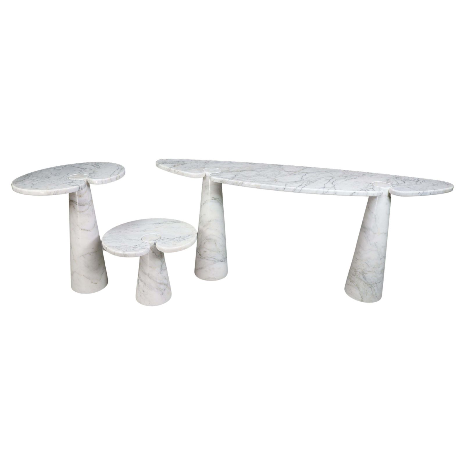 Angelo Mangiarotti For Skipper White Carrara Marble "Eros" Consoles, Italy 1970s