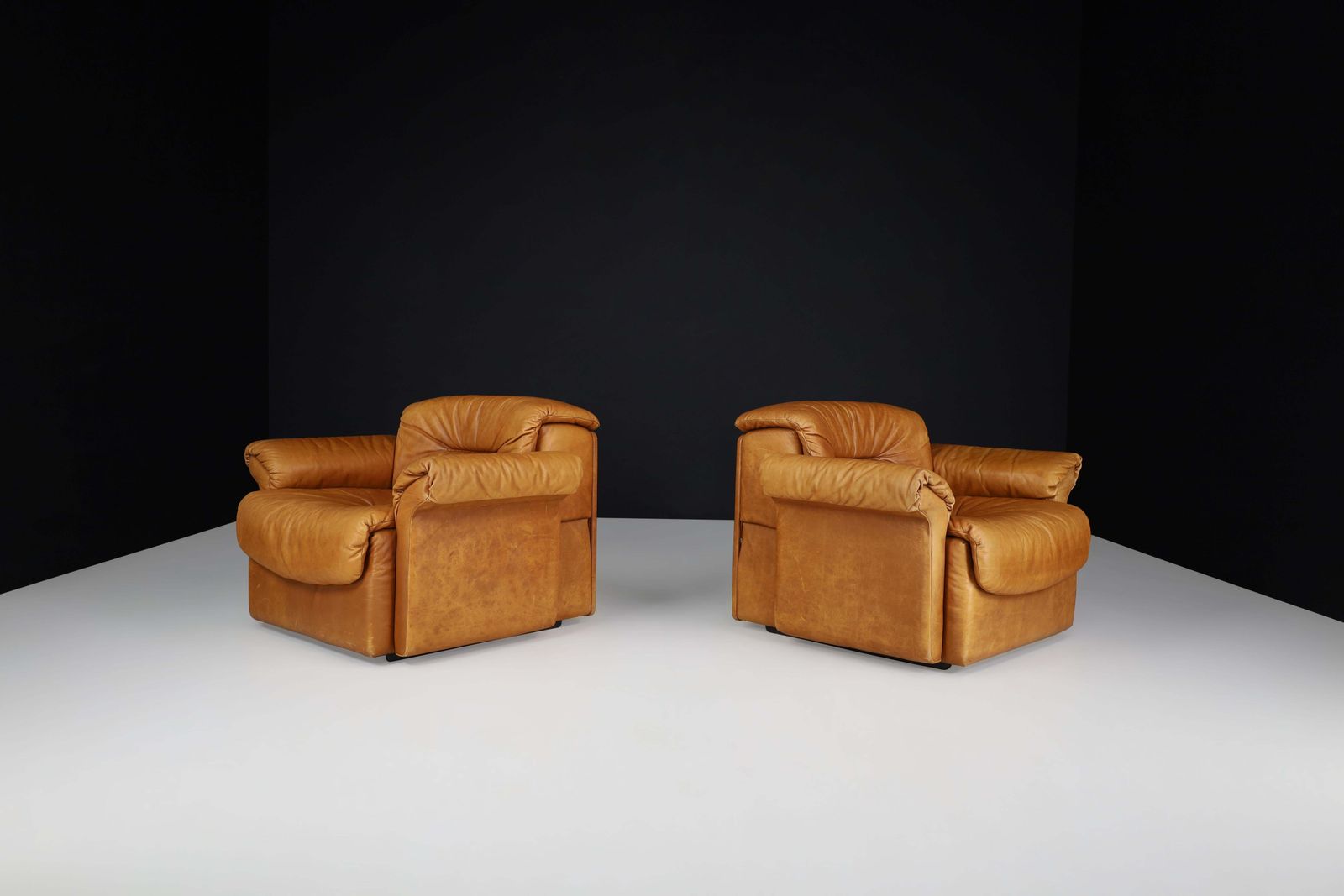 De Sede Ds 14 Lounge Chairs In Patinated Cognac Leather, Switzerland, 1970s photo vinterior