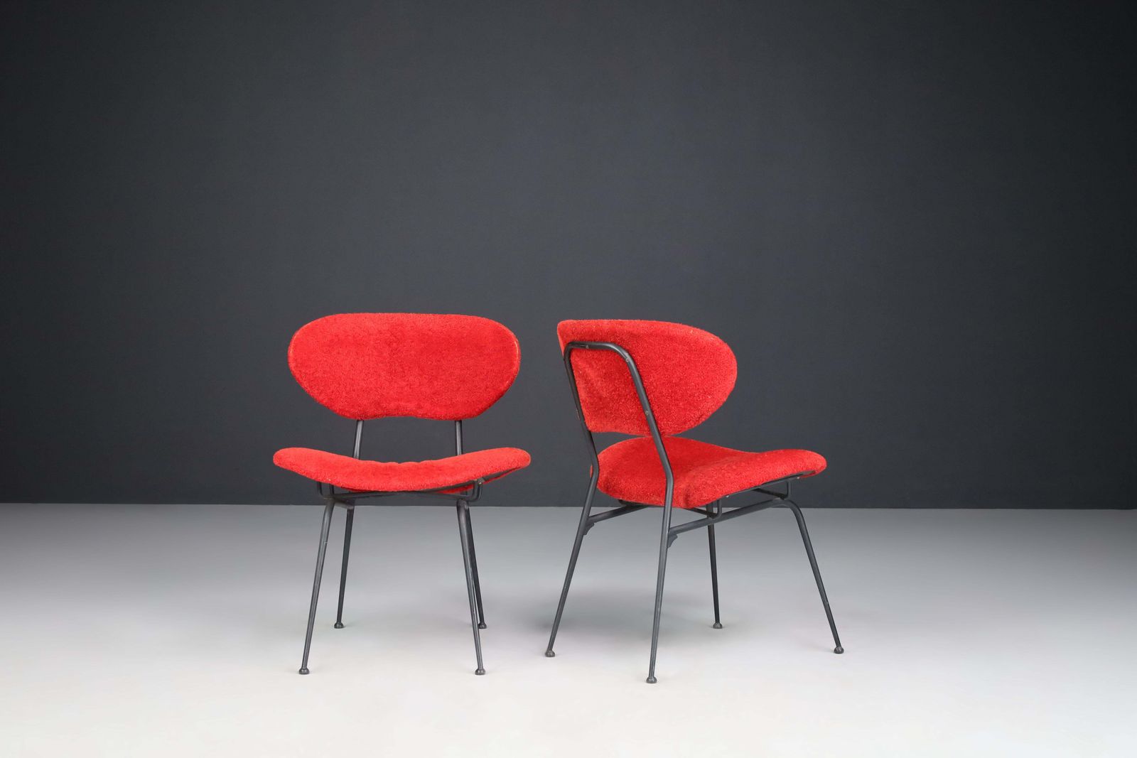 Furniture Red Mid Century Modern Side Chairs By Gastone Rinaldi, Italy, 1960s photo