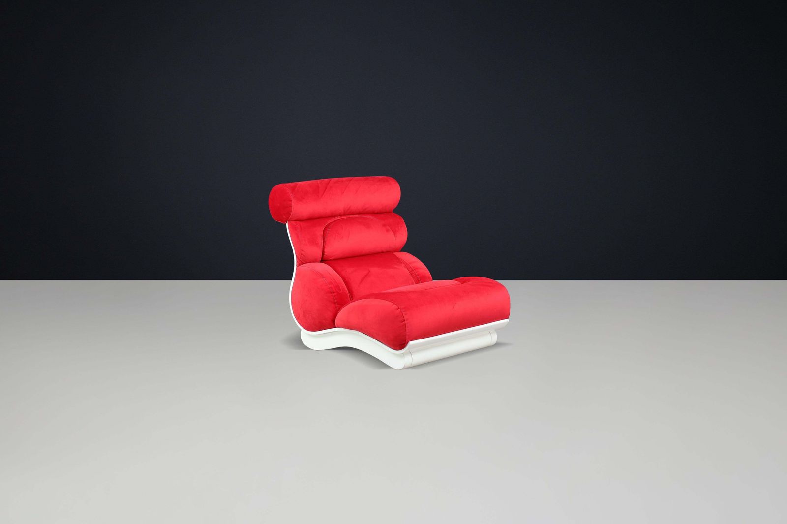 Sculptural Wave Lounge Chair In Original Red Velour With White Molded Base, 1970 photo furniture