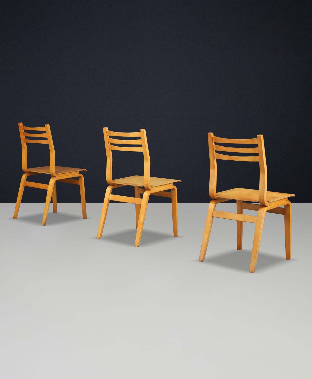 Set Of 16 Mid Century Bentwood Chairs In Beech By Czech Manufacturer, 1960s photo for sale