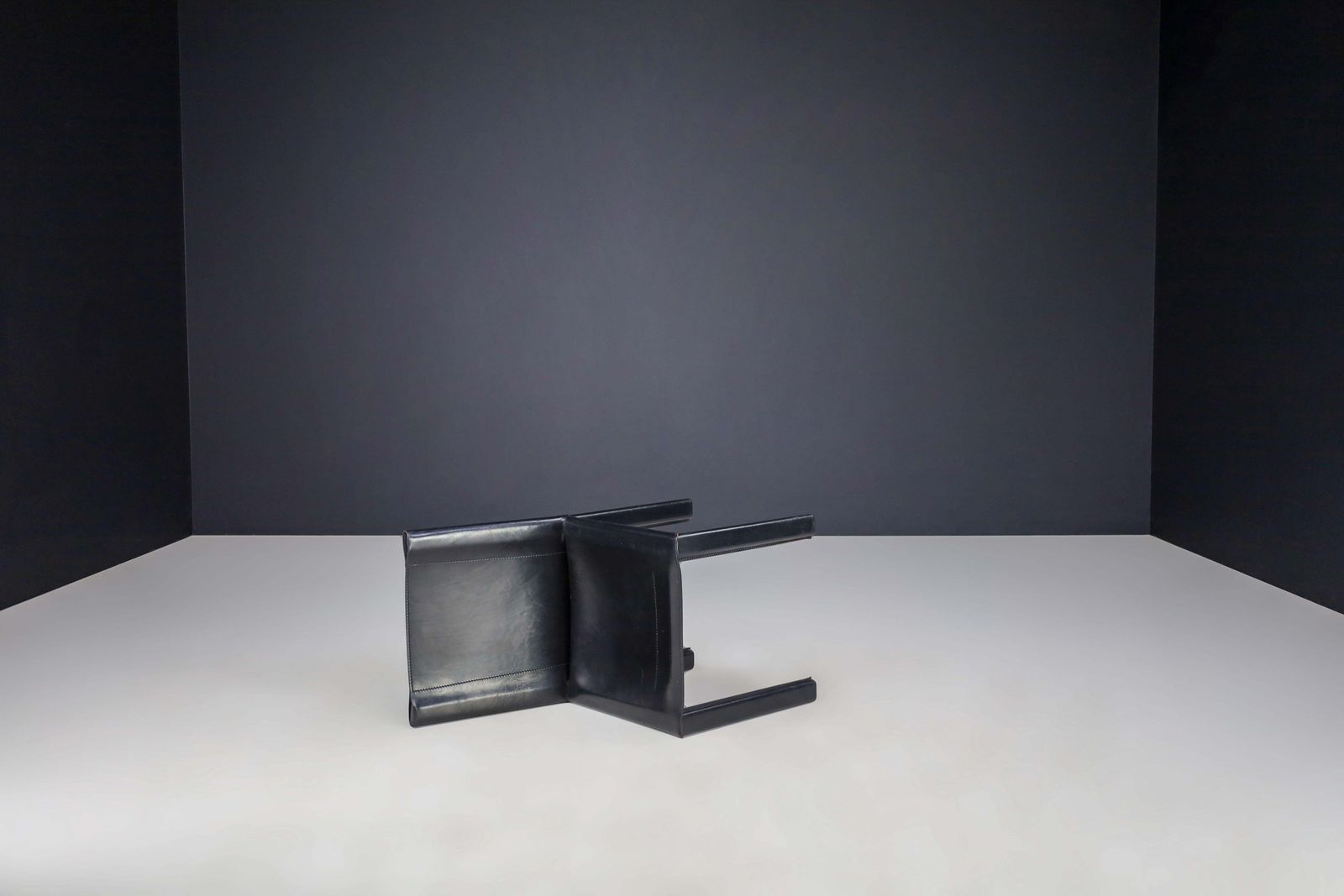 Carlo Bartoli Black Leather Dining Room Chairs For Matteo Grassi Italy 1980s photo buy