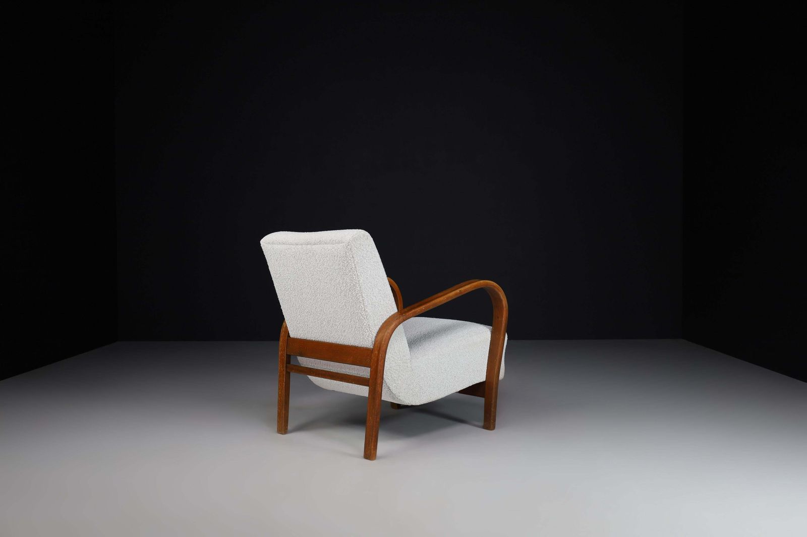 photo furniture Karel Koželka & Antonín Kropáček Bentwood And Bouclé Armchairs, 1940s