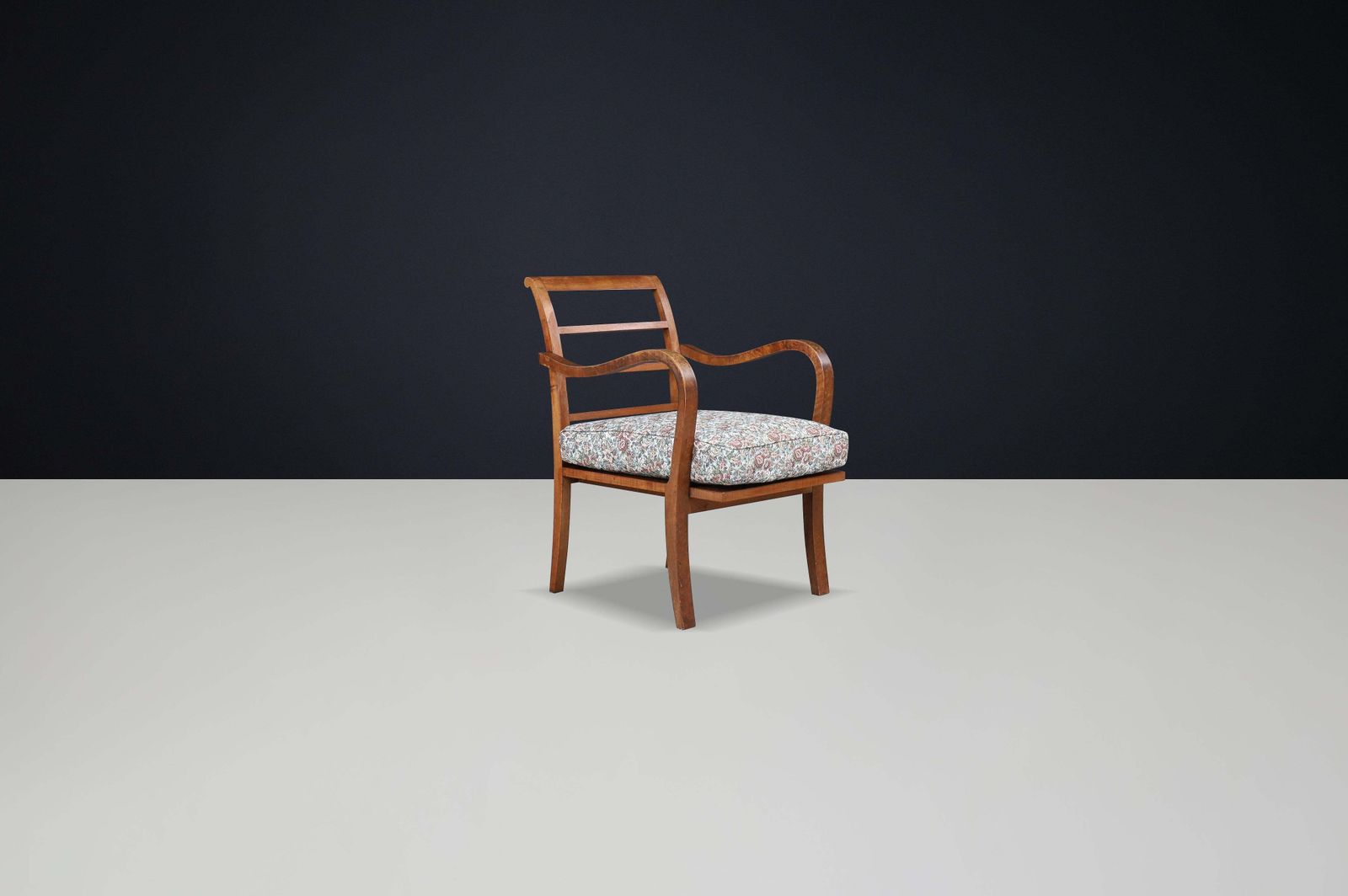 1930s Czechoslovak Art Deco Armchair In Original Floral Upholstery. photo furniture
