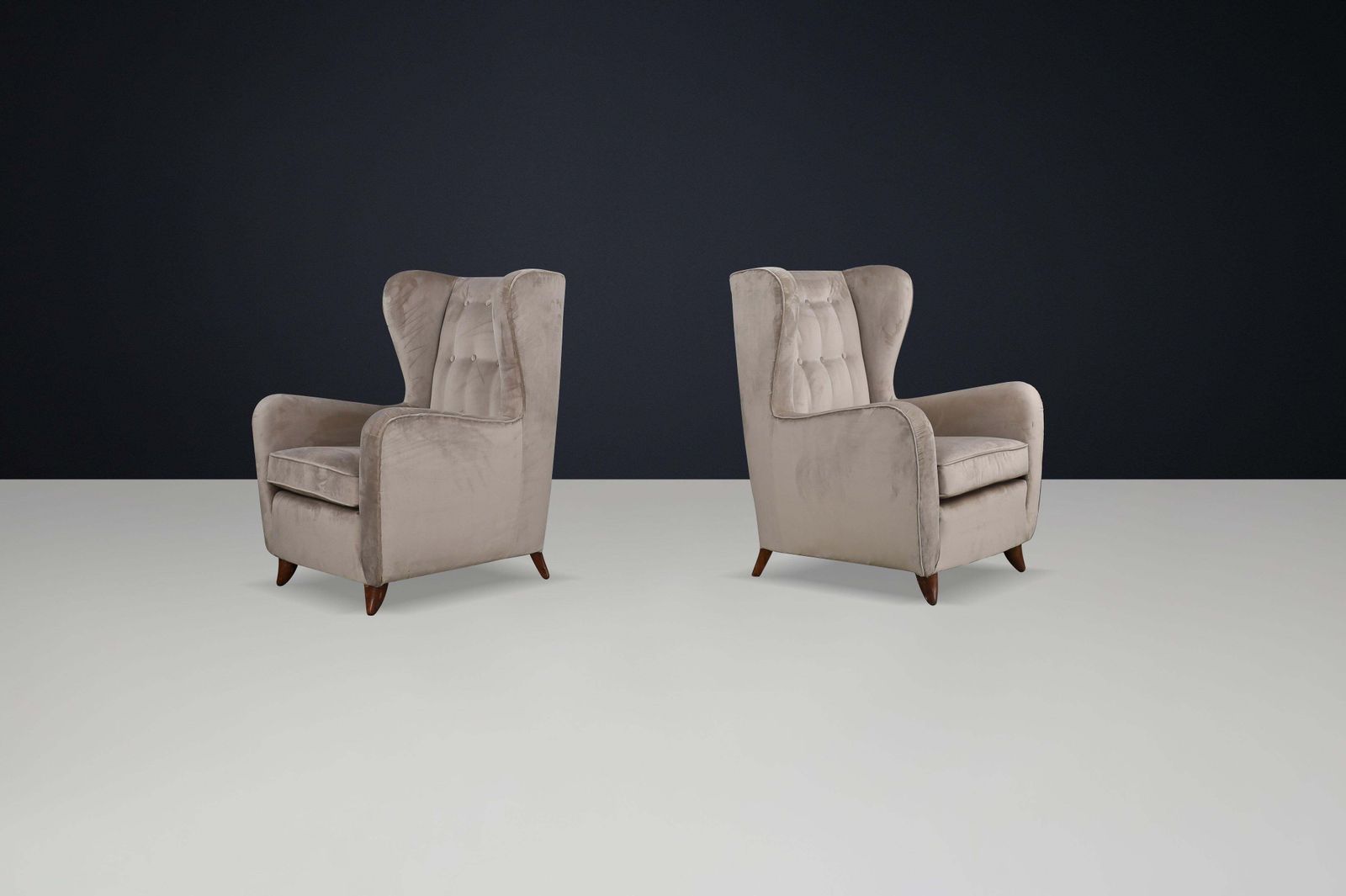 Pair Of Paolo Buffa Wingback Velvet Armchairs, Italy, 1950s photo 4976.0