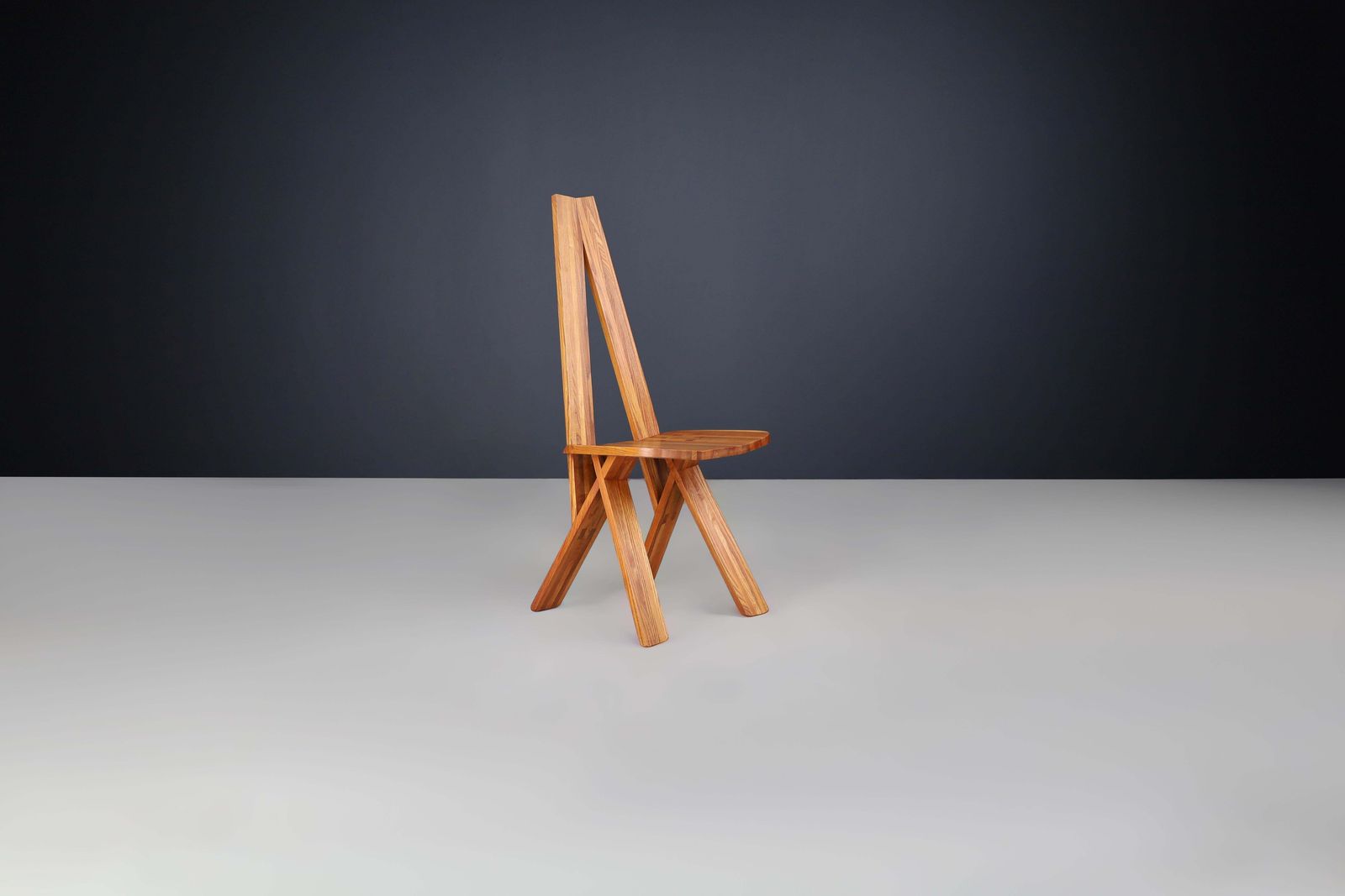 Pierre Chapo Set Of Six 'S45'dining Room Chairs In Elm, France 1970s photo vinterior