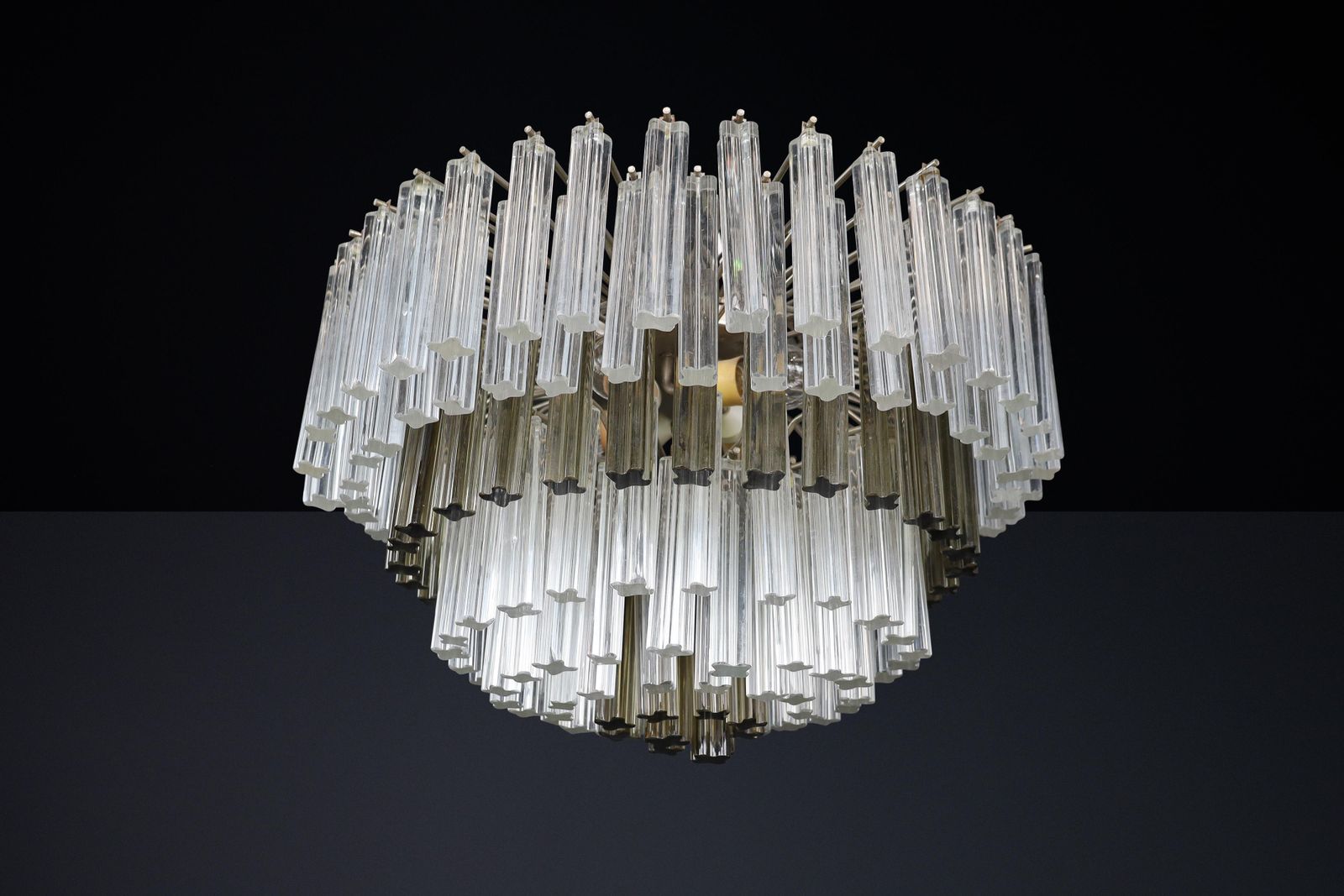 Large Two Colored Six Tier Crystal Venini Chandelier From Italy, 1960s. photo furniture