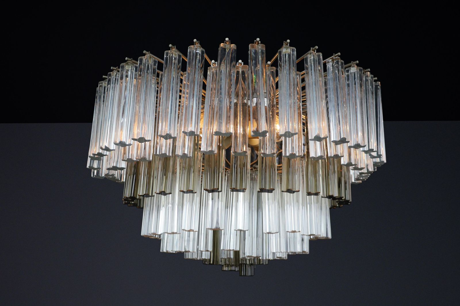 Large Two Colored Six Tier Crystal Venini Chandelier From Italy, 1960s. photo buy