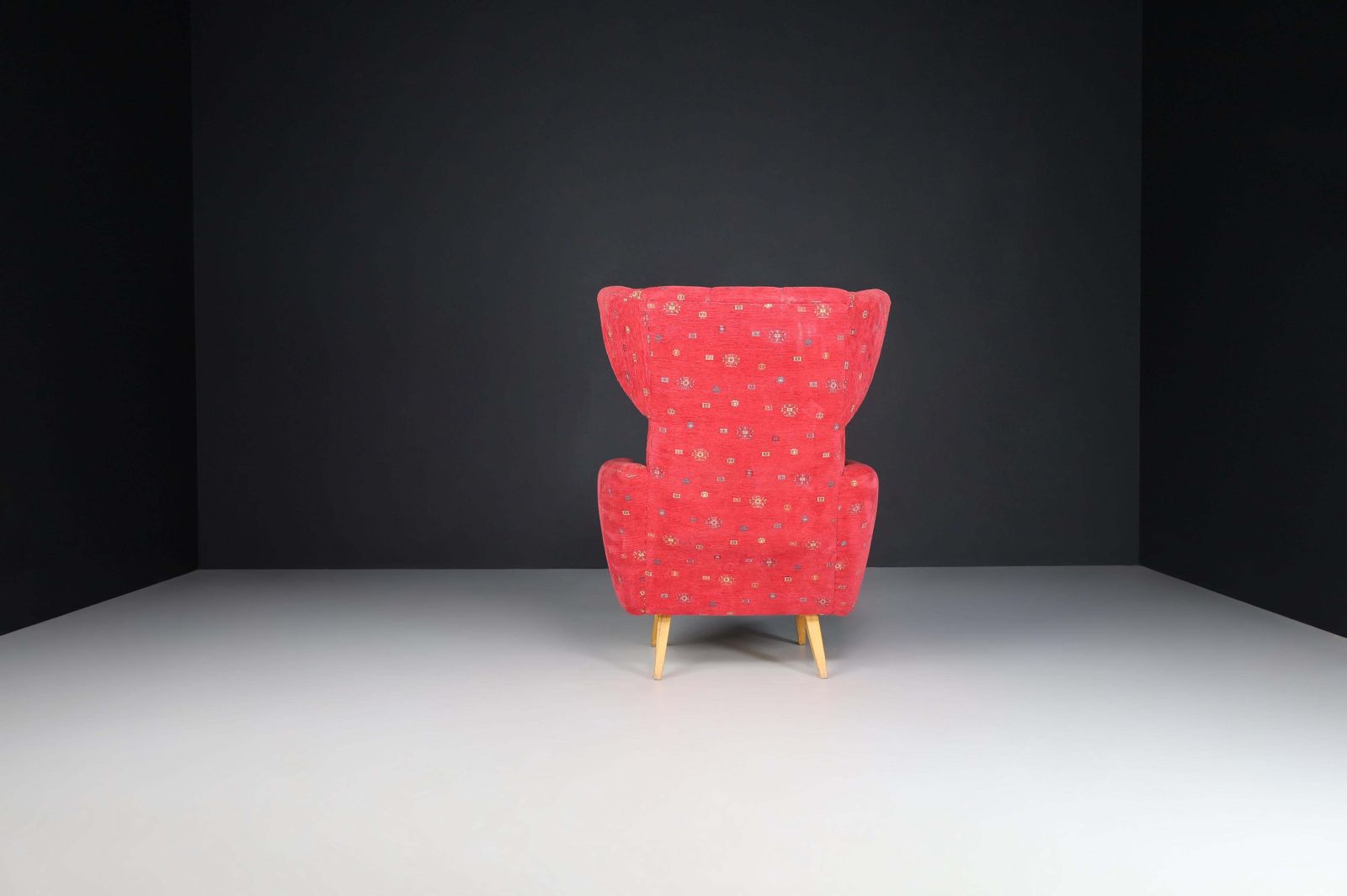 Wing Back Lounge Chair In Red Upholstery, Praque 1950s photo 1716.0