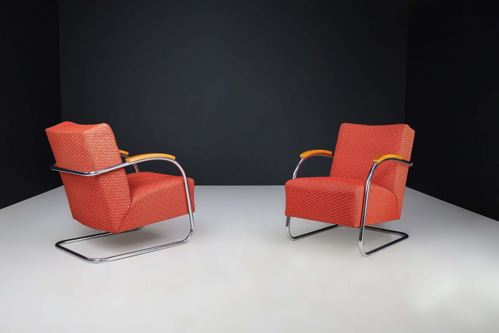 Mucke & Melder Bauhaus Original Upholstered Armchairs, Czech Republic 1930s photo for sale