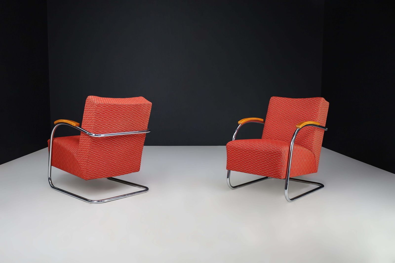Mucke & Melder Bauhaus Original Upholstered Armchairs, Czech Republic 1930s photo buy