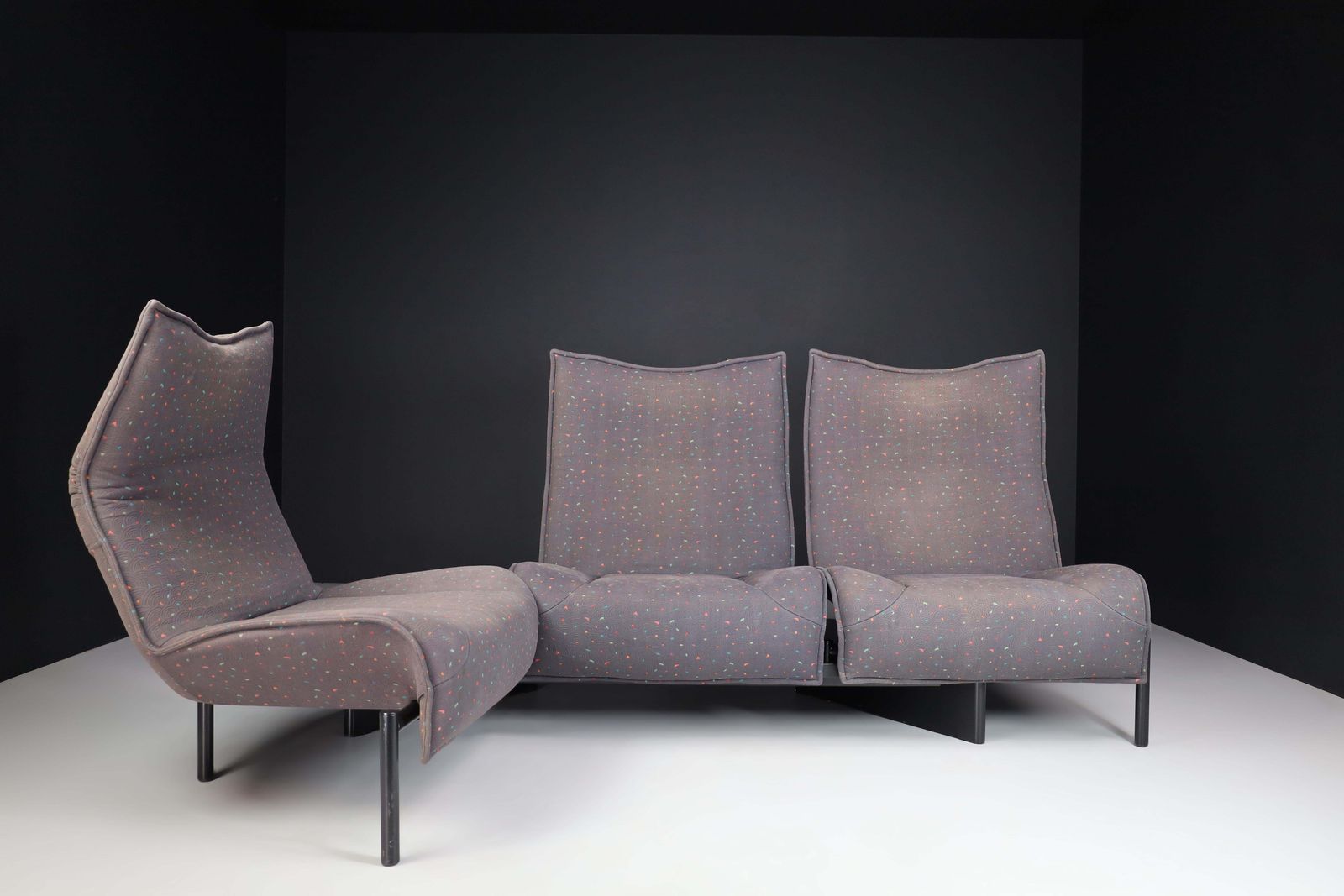 'Veranda' 3 Seater Fabric Sofa By Vico Magistretti For Cassina, Italy, 1980s photo vinterior
