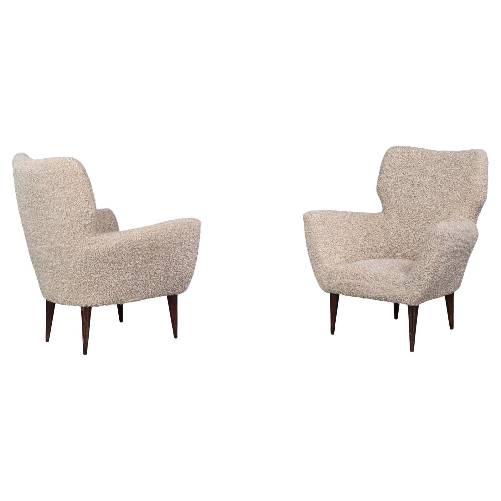 Mid Century Teddy Upholstered Armchairs The Style Of Gio Ponti, Italy 1950