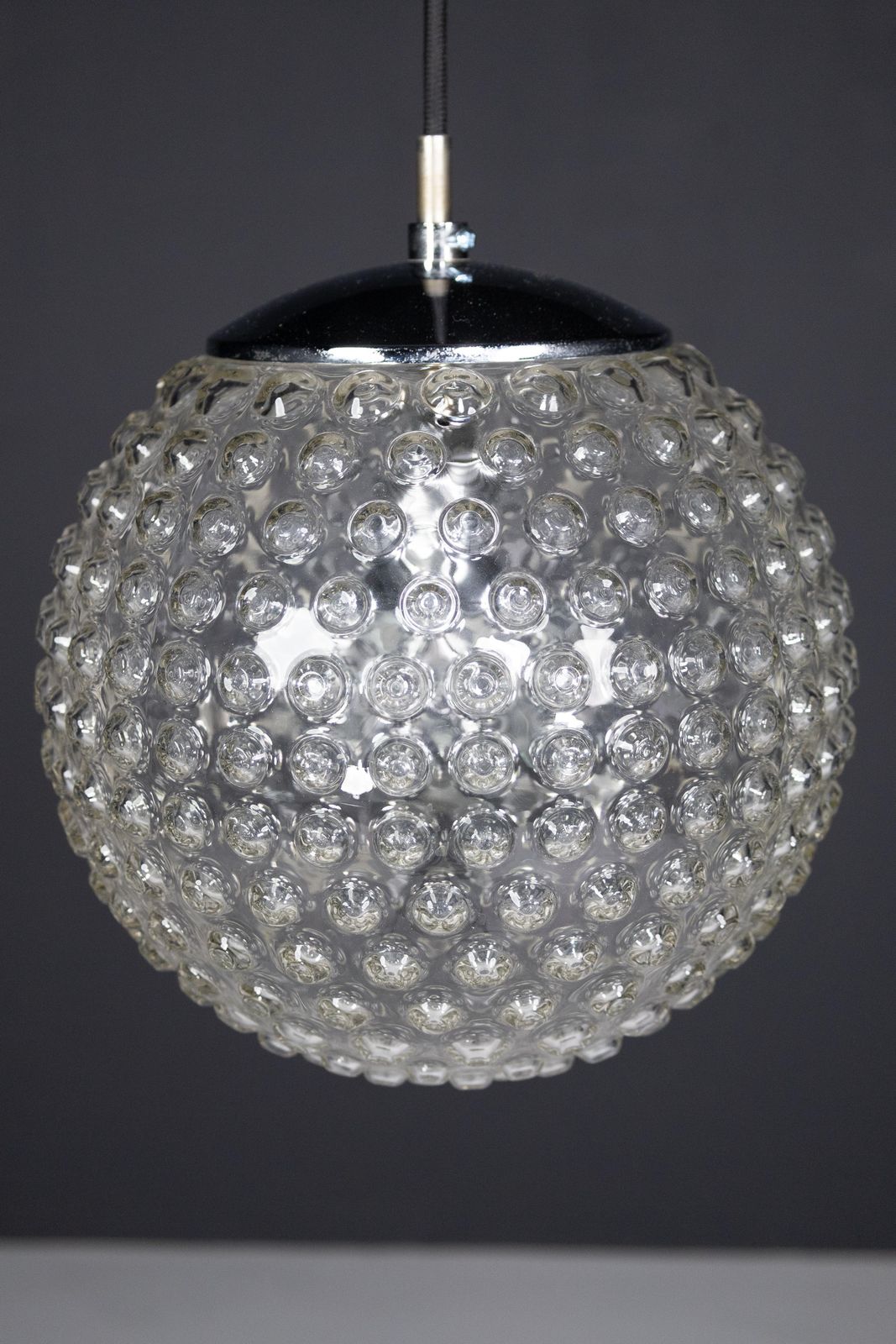 Large Set Rolf Krüger Chrome And Bubble Glass Pendant For Staff, Germany 1970s photo buy
