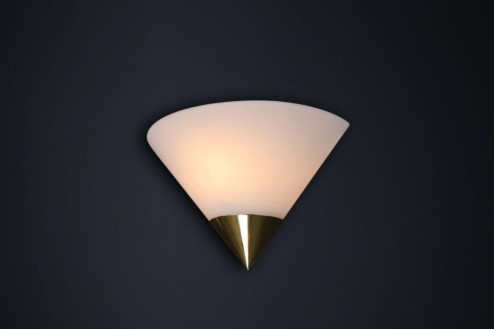 Vintage Glashütte Limburg Wall Sconces, Brass And Opaline Glass, 1980s photo for sale
