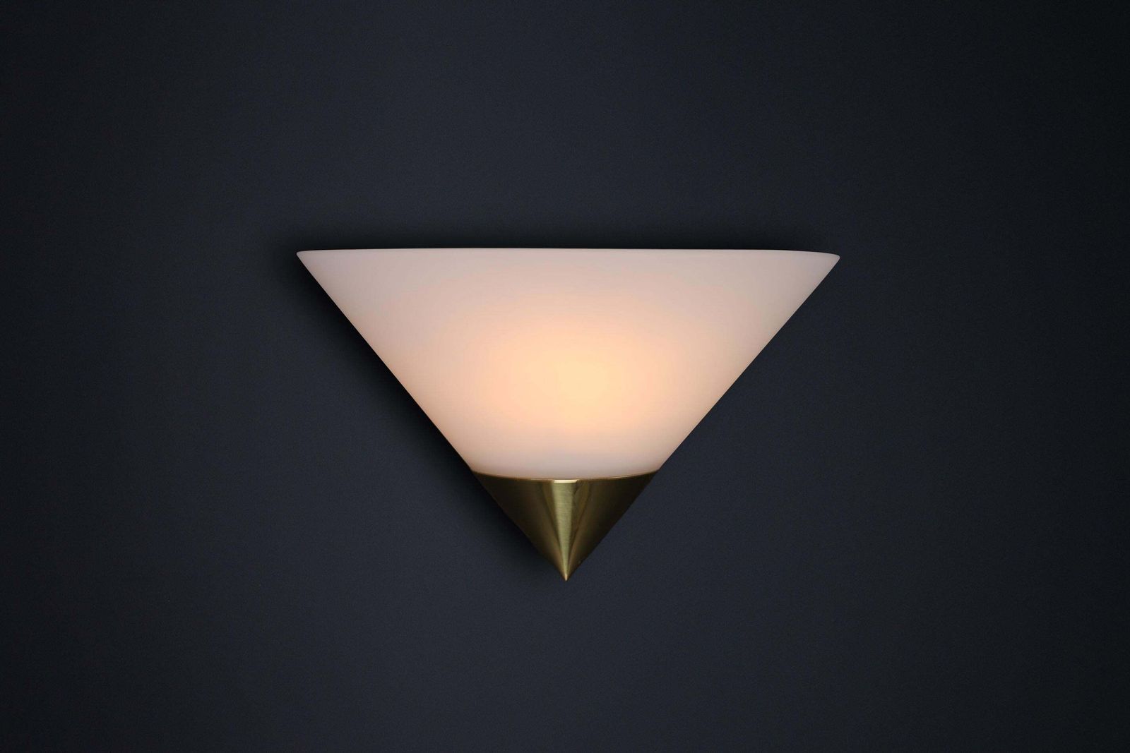 photo furniture Vintage Glashütte Limburg Wall Sconces, Brass And Opaline Glass, 1980s