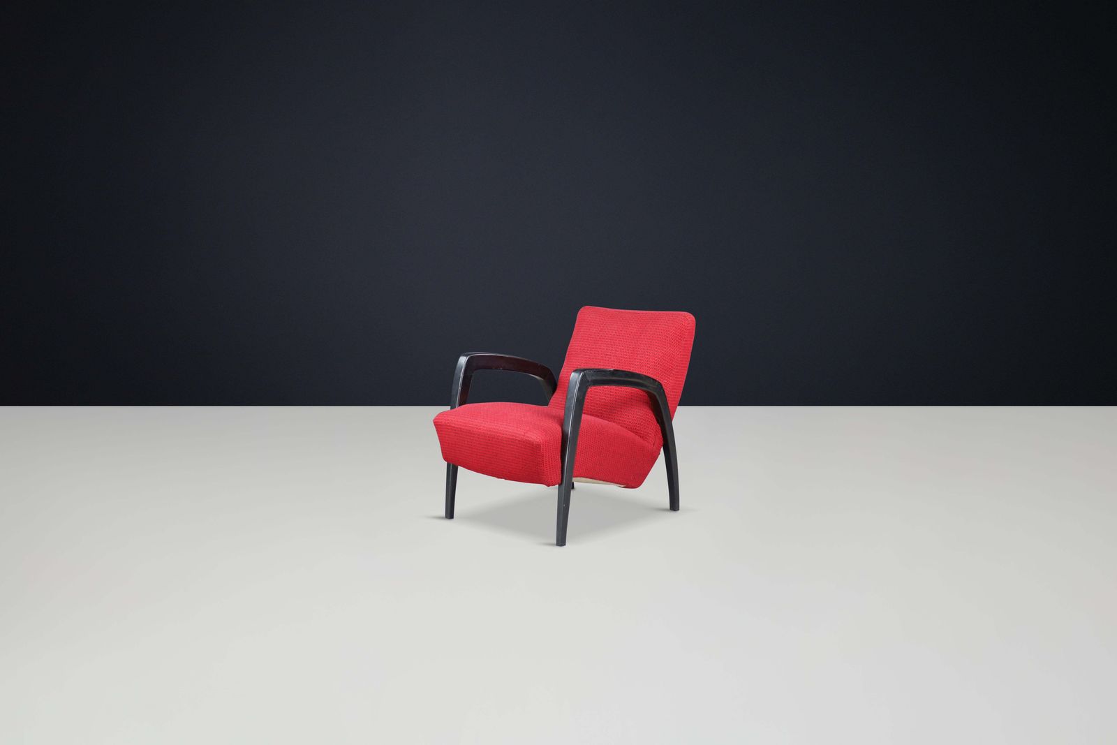 Mid Century Modern Jan Vaněk Easy Chair In Oak And Upholstery, Cz 1930s photo furniture