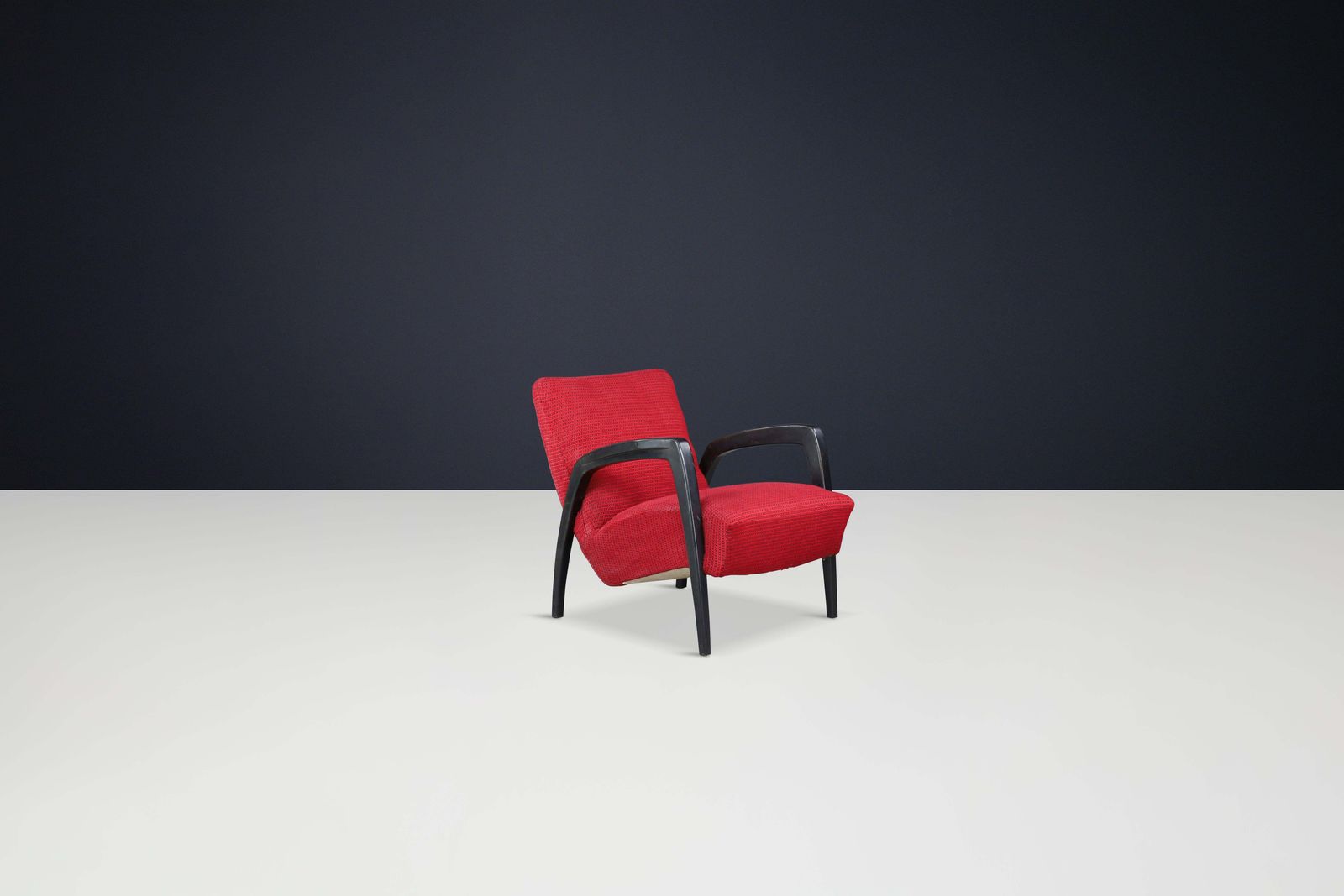 Mid Century Modern Jan Vaněk Easy Chair In Oak And Upholstery, Cz 1930s photo for sale