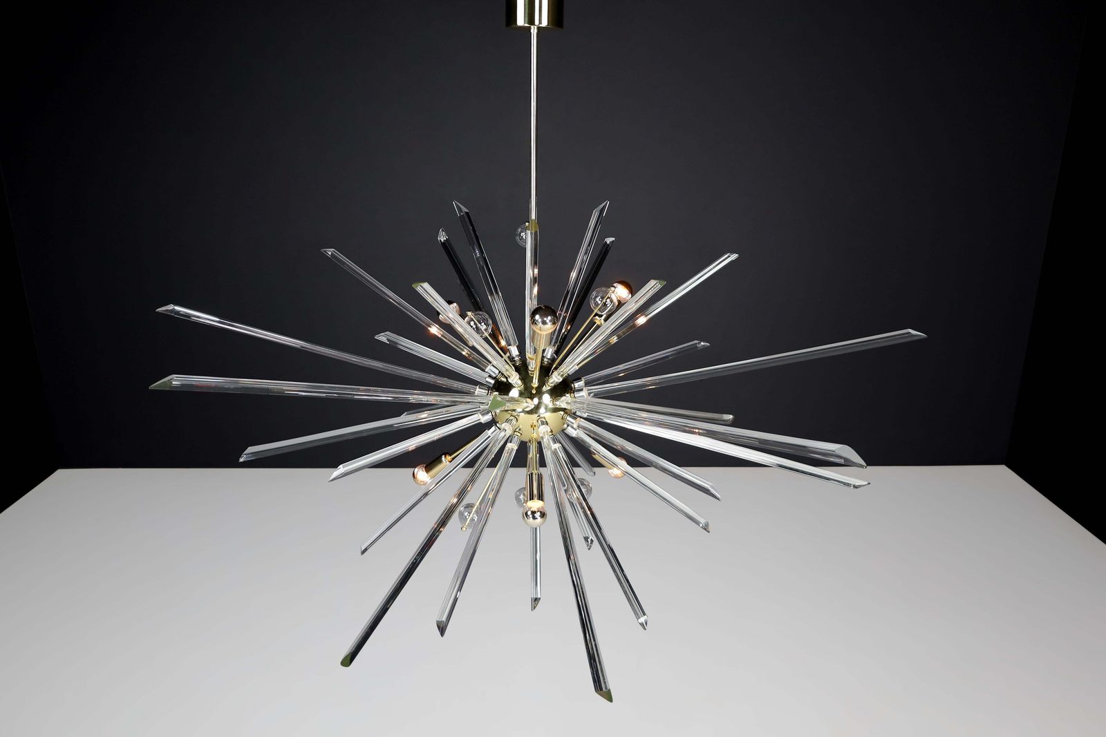 Extremely Large Brass Sputnik Chandelier Designed In The Czech Republic 1960s photo vintage