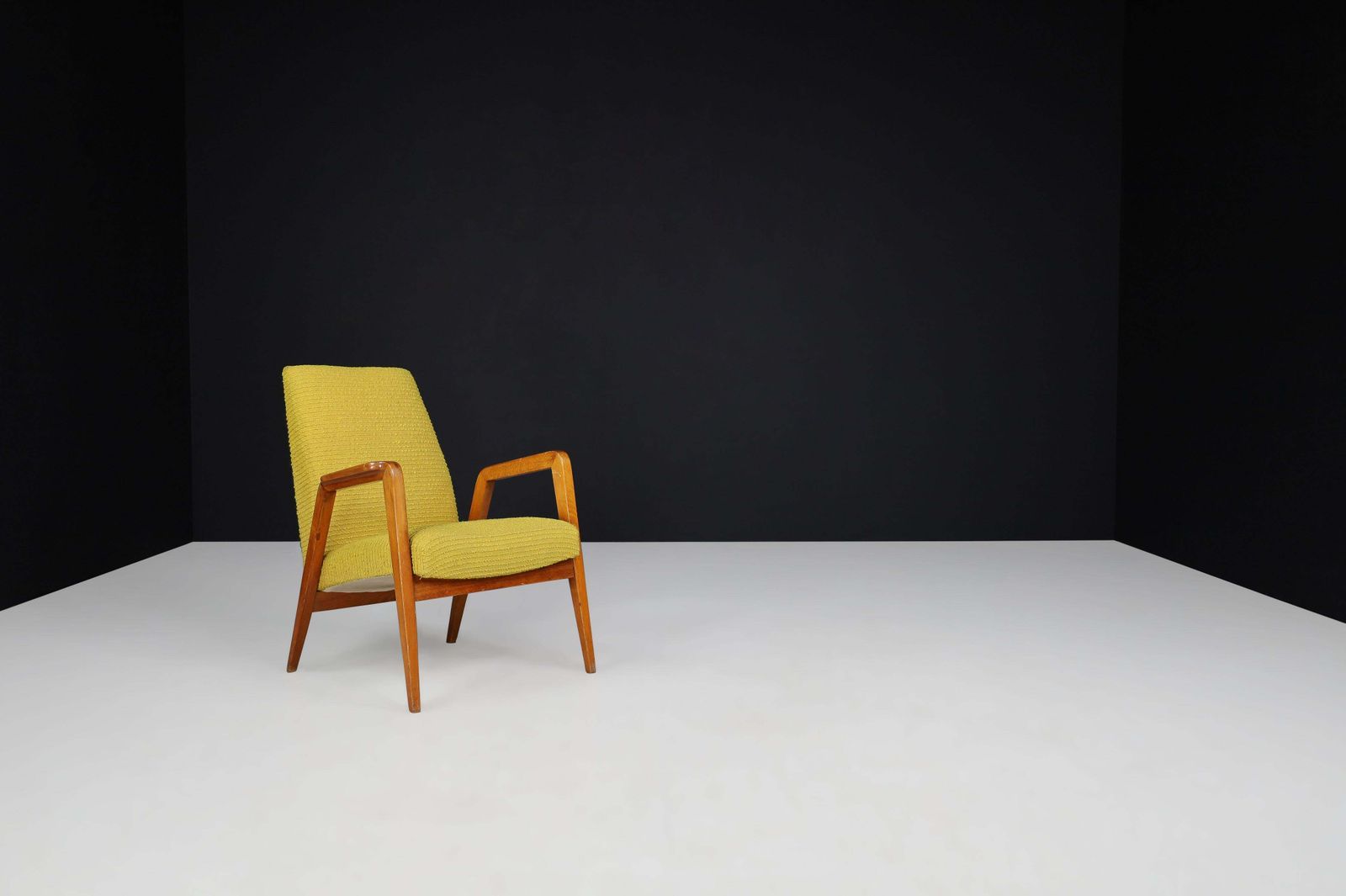 2354.0 Mid Century Modern Lounge Chairs In Original Lemon Upholstery, Praque 1950s photo