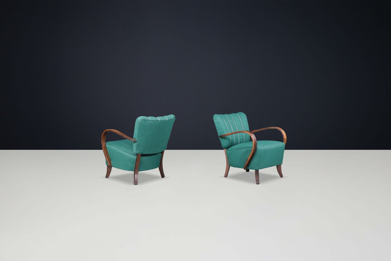 Jindrich Halabala Re Upholstered Patinated Bentwood Lounge Chairs From The 1930s photo 2681.0