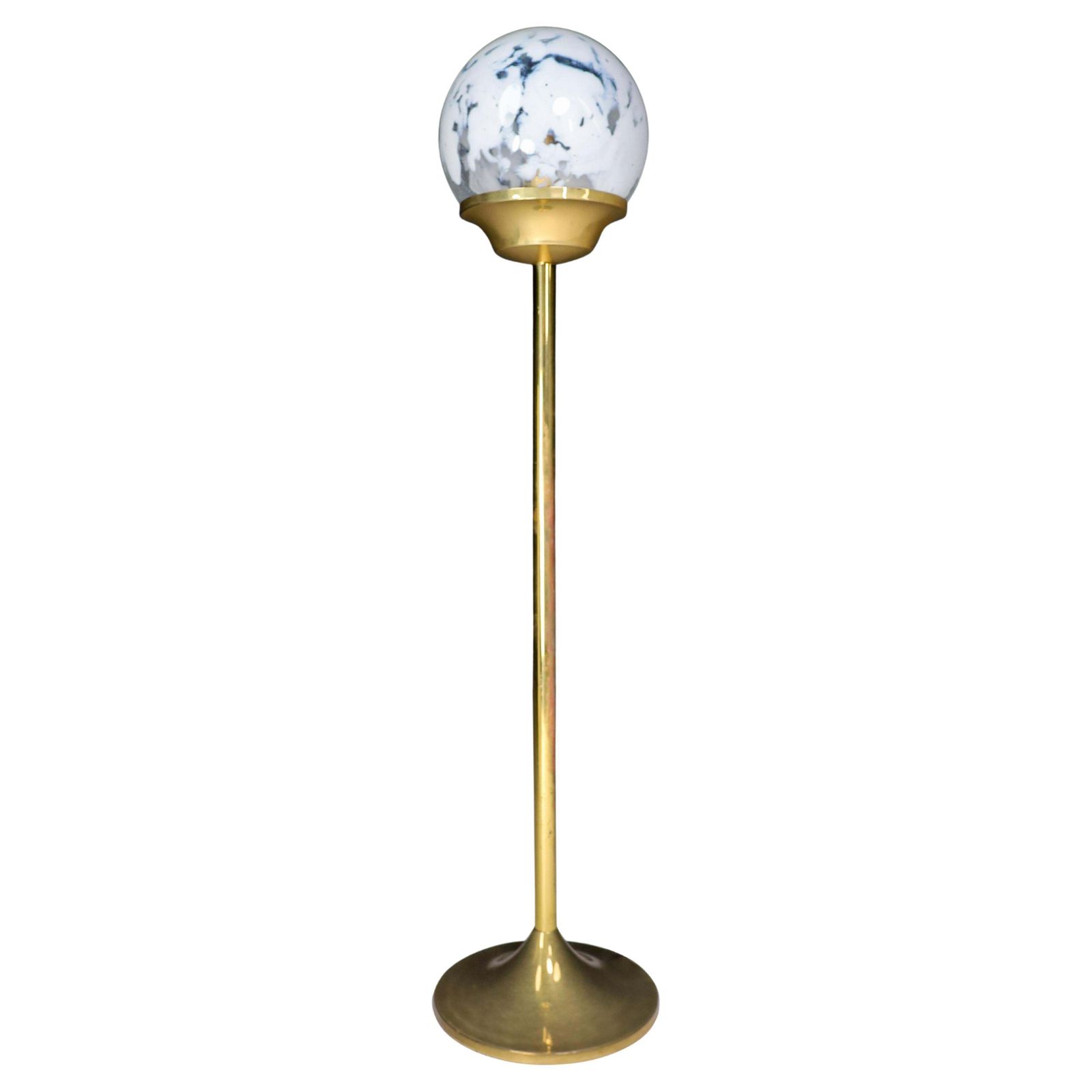 Bohemian Brass And Hand Blown Art Glass Globe Floor Lamp Czech Republic 1960s