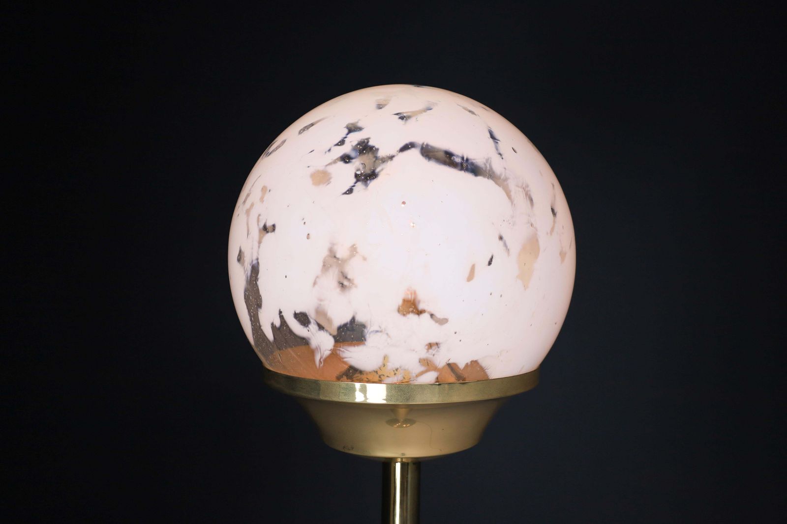 Bohemian Brass And Hand Blown Art Glass Globe Floor Lamp Czech Republic 1960s photo vintage