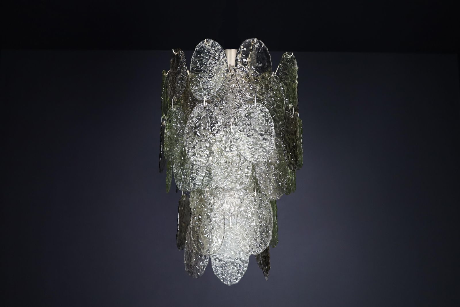 photo for sale Brutalist  Murano Waterfall Chandelier By Carlo Nason For Mazzega, Italy, 1960s