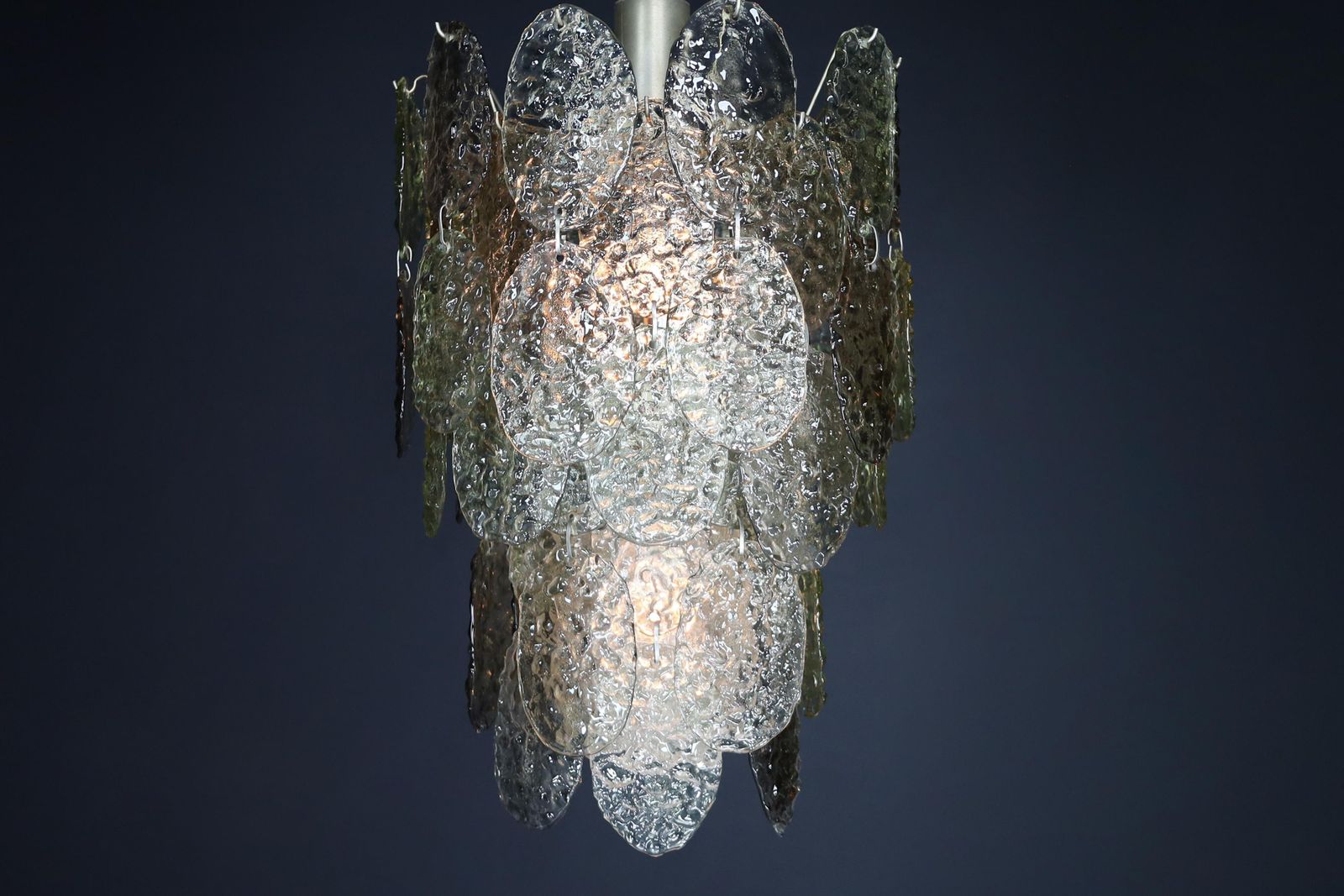 4519.0 Brutalist  Murano Waterfall Chandelier By Carlo Nason For Mazzega, Italy, 1960s photo