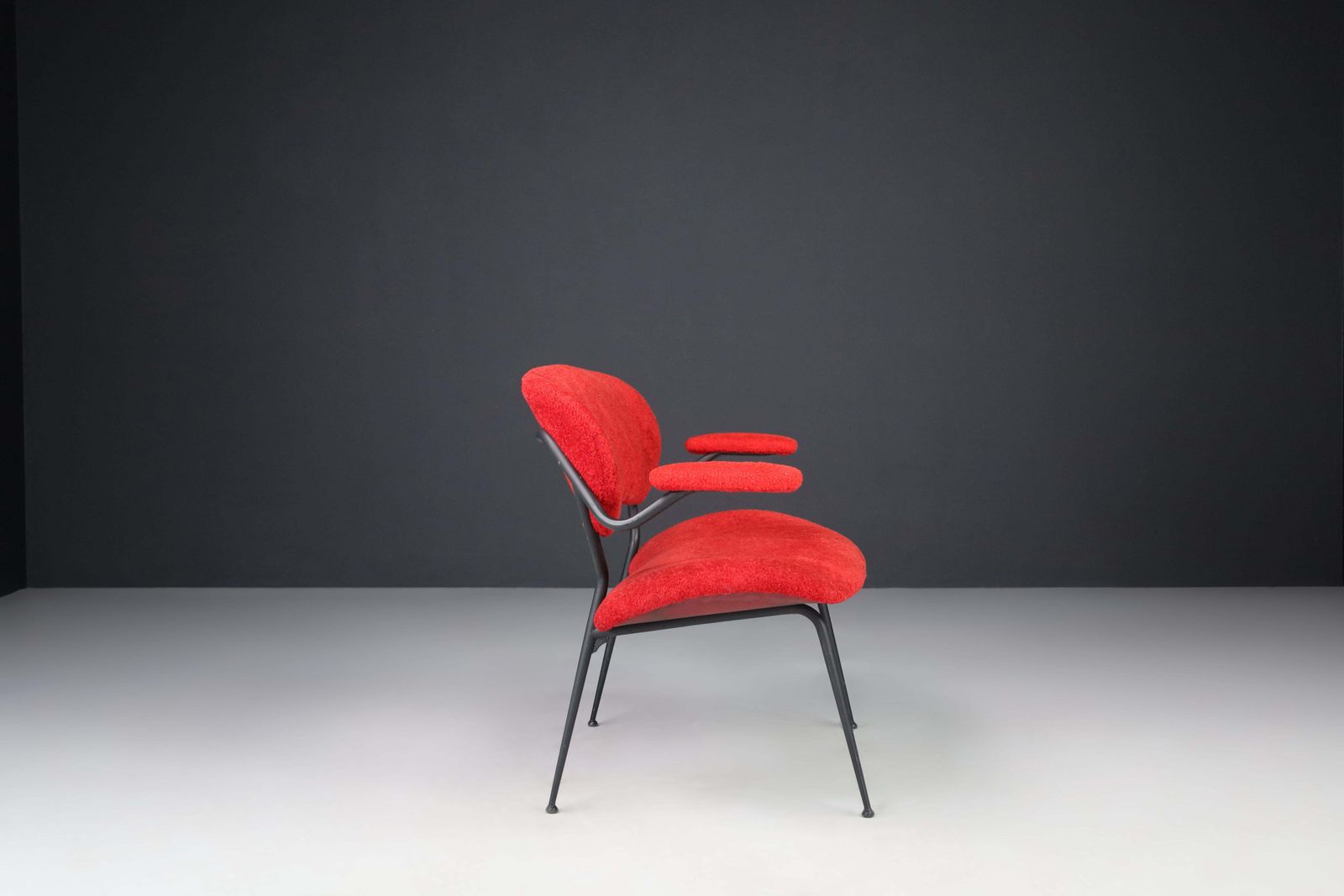 photo for sale Red Mid Century Modern Sofa/Bench By Gastone Rinaldi, Italy, 1960s