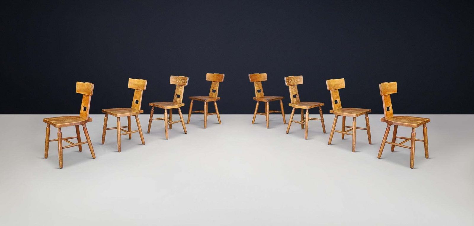 T Back Oak Dining Chair, France, 1950s – 120 Available photo buy