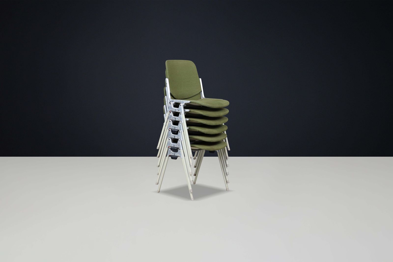Mid Century Modern Giancarlo Piretti Chairs For Castelli In Forest Green Fabric photo for sale