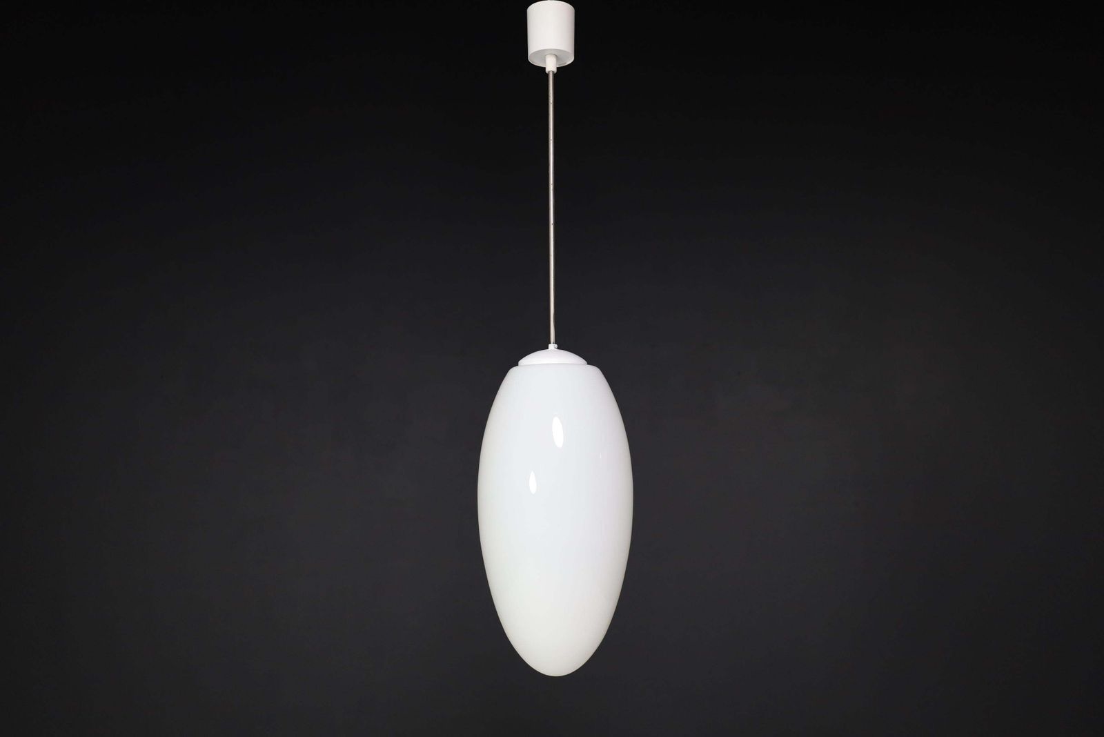 Large Set Pendants Ellipse Opaline Glass, Europe The 1960s. photo for sale