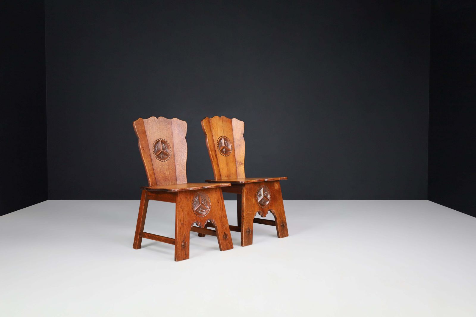 Set Of Six Rural Oak Dining Chairs, Spain, 1950s photo vinterior