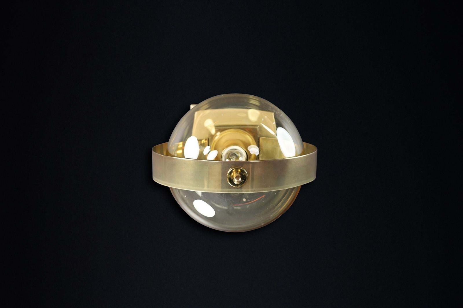 Mid Century Modern Brass And Art Glass Sconce By Preciosa, Czech Rupublic 1950s photo vinterior