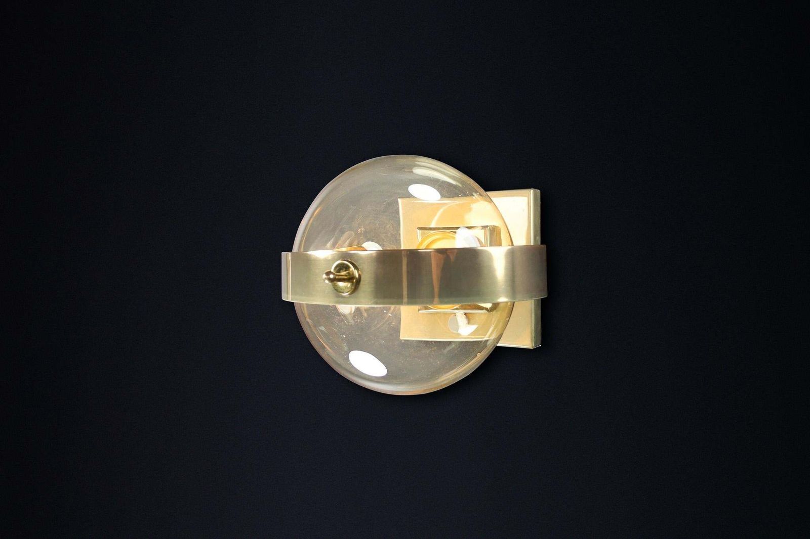 Mid Century Modern Brass And Art Glass Sconce By Preciosa, Czech Rupublic 1950s photo vintage