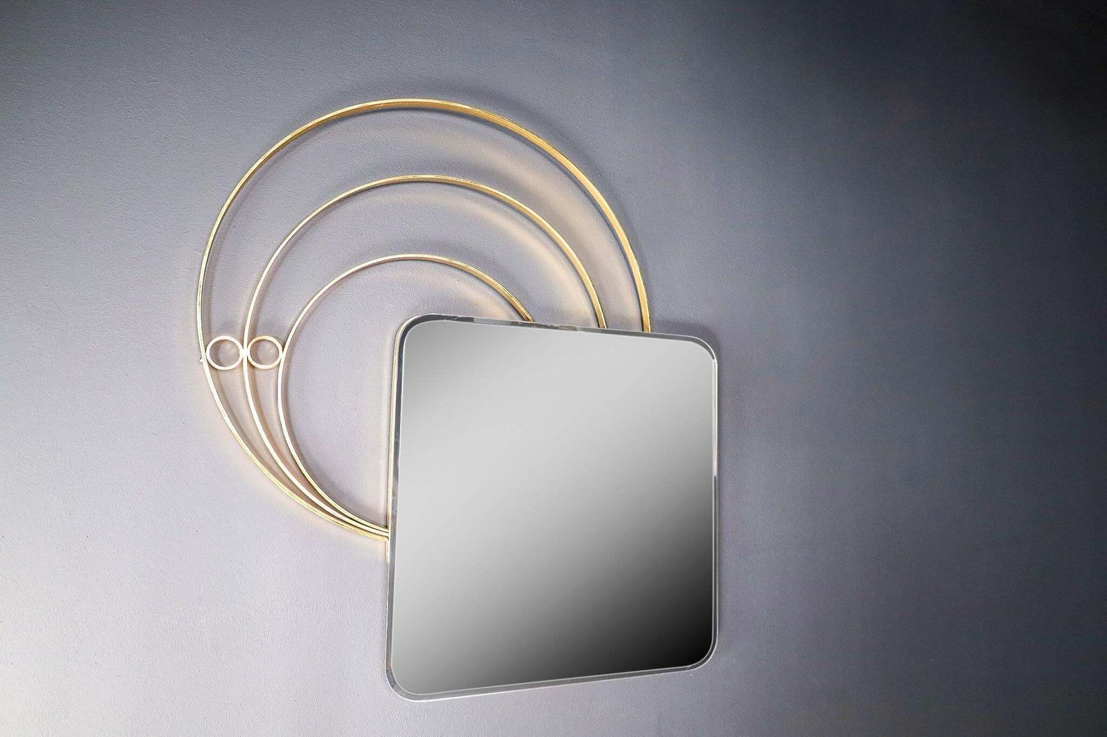 Large Italian Wall Mirror In Brass By Luciano Frigerio, Italy 1960s photo furniture