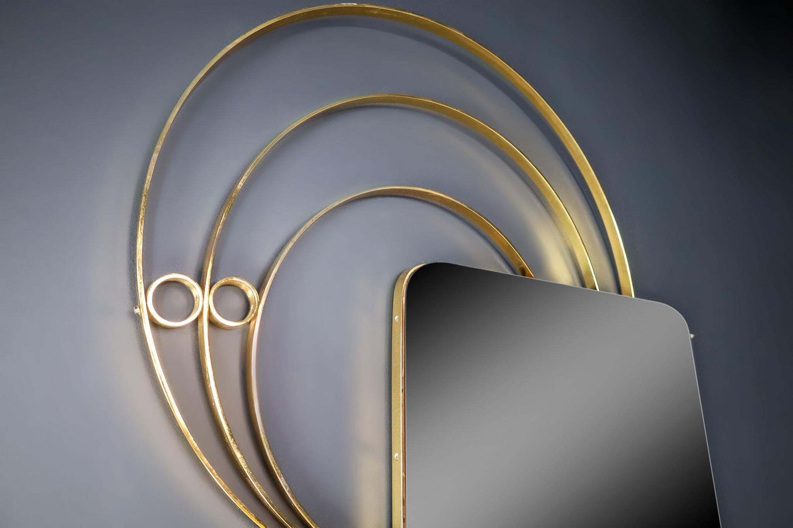 photo for sale Large Italian Wall Mirror In Brass By Luciano Frigerio, Italy 1960s