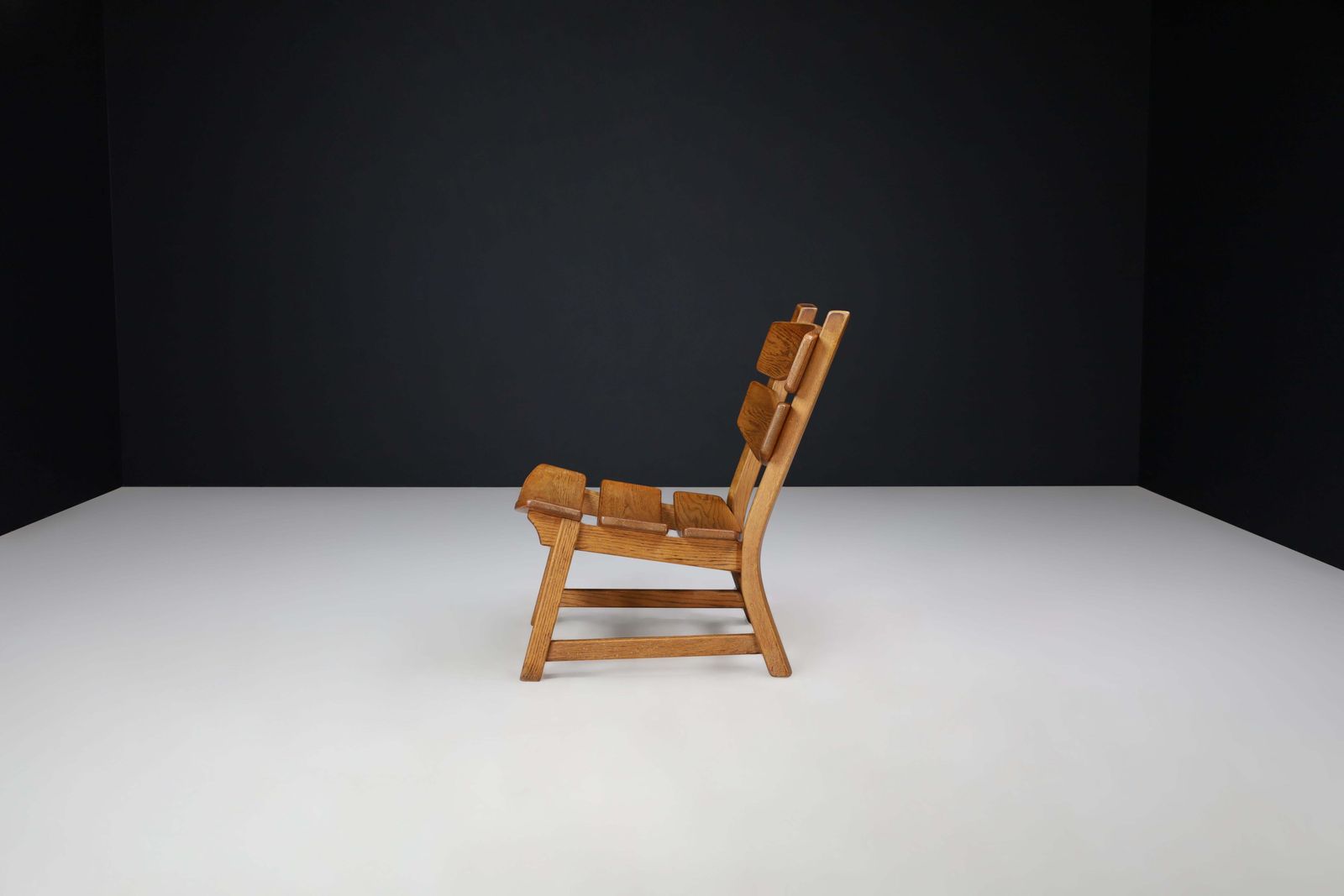 Sculptural Brutalist Lounge Chair In Blond Oak, France, 1960s photo buy
