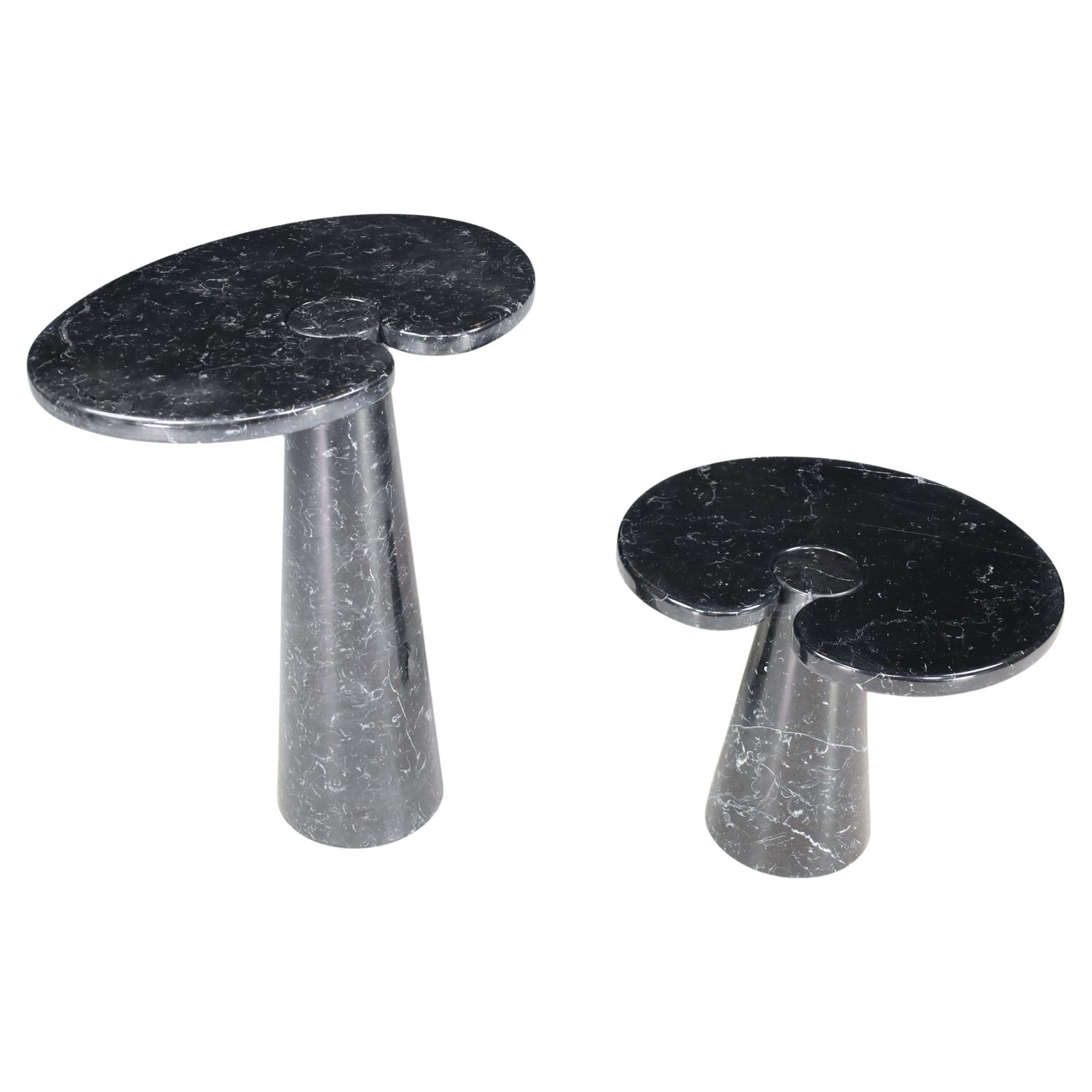 Angelo Mangiarotti Set Of 2 Nero Marquina Marble Consoles For Skipper Italy 1970