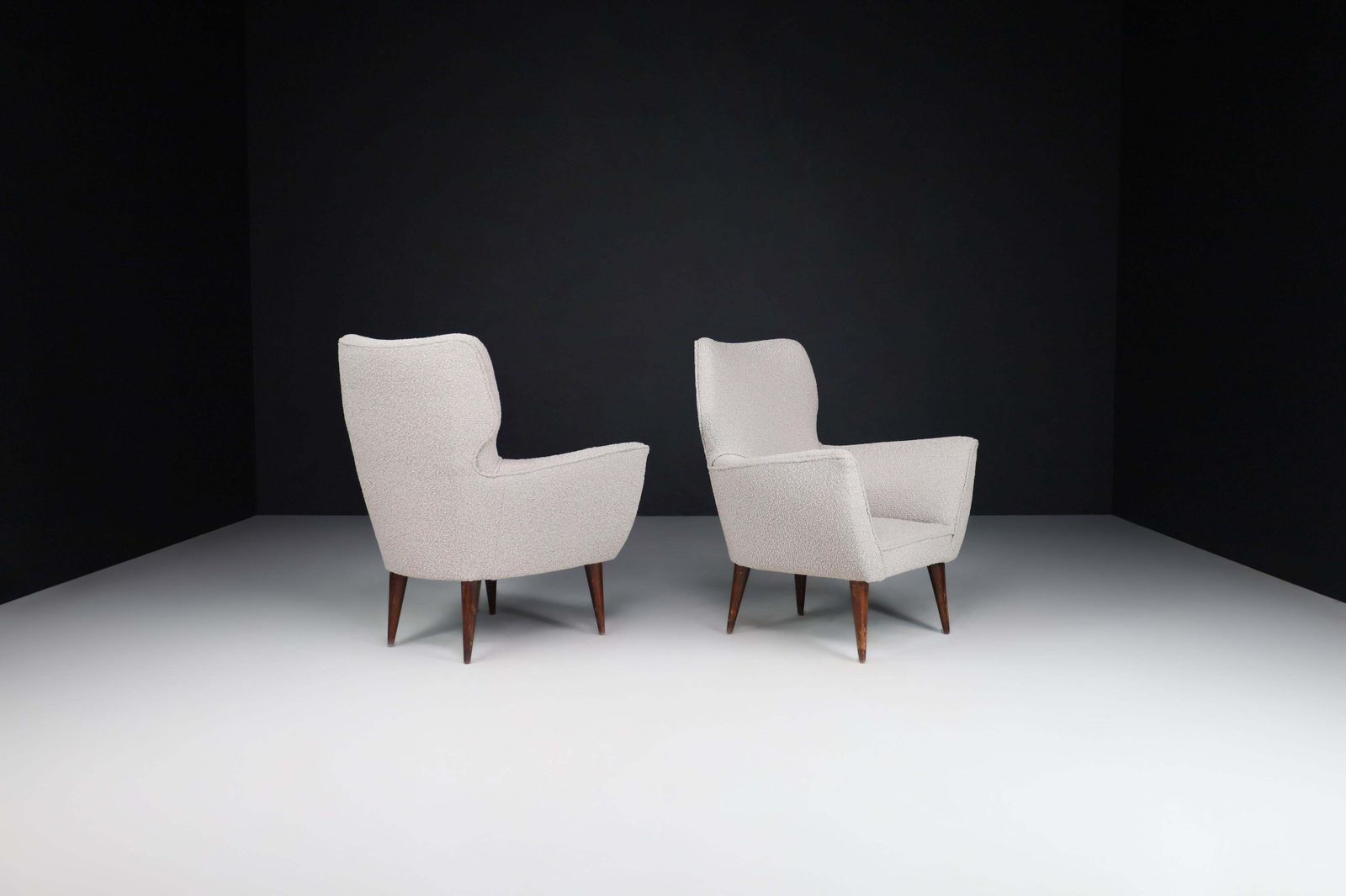 Furniture Armchairs With Tapered Wooden Legs In The Style Of Gio Ponti, Italy, In The 1950 photo