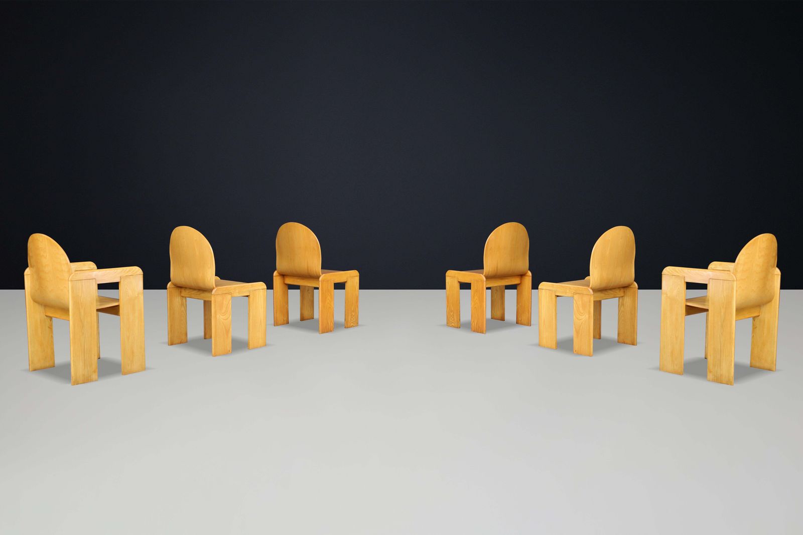 Afra & Tobia Scarpa (Attributed) Dining Room Chairs In Ash And Plywood, Italy photo for sale