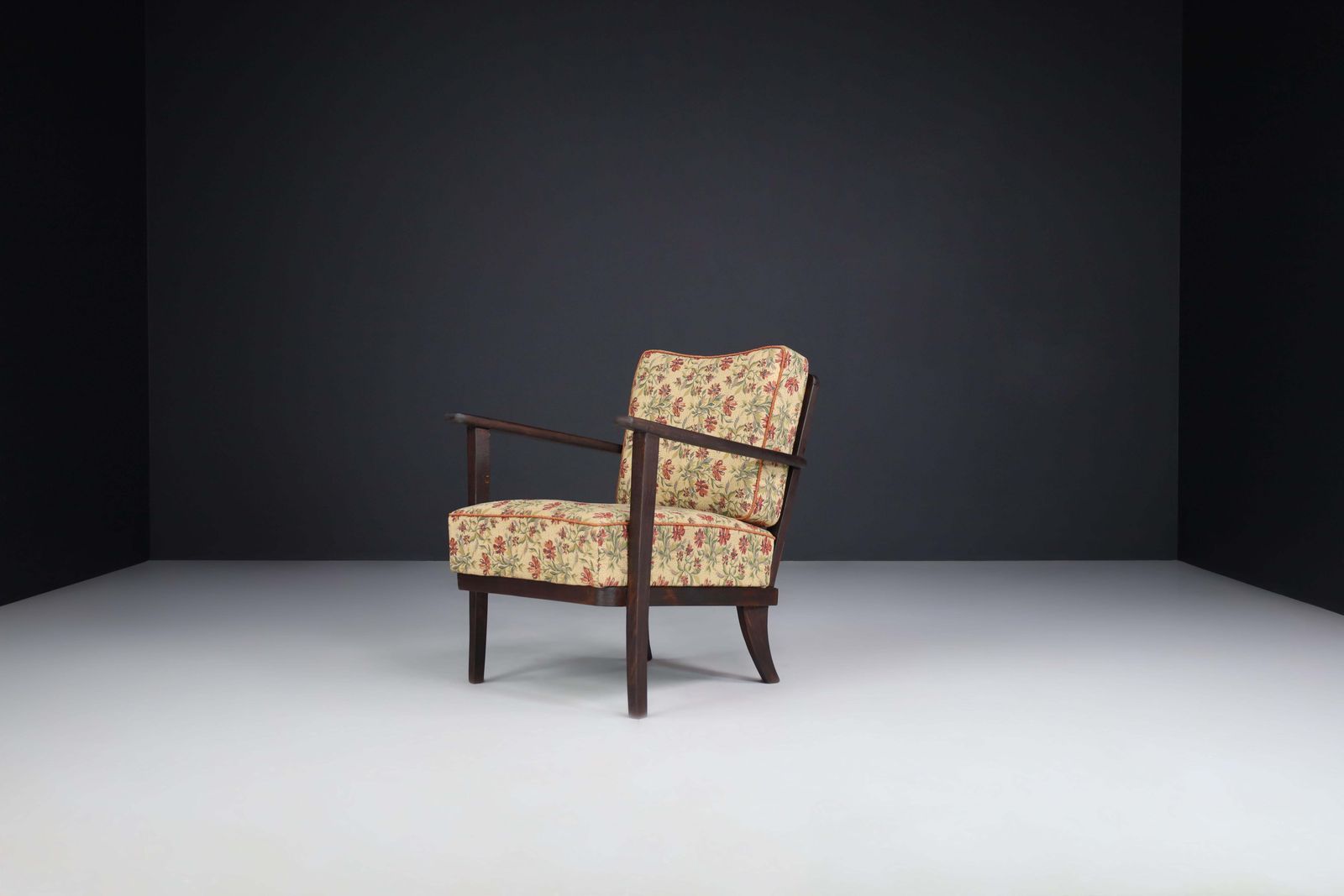 photo furniture Armchairs With Floral Upholstery, France 1950s