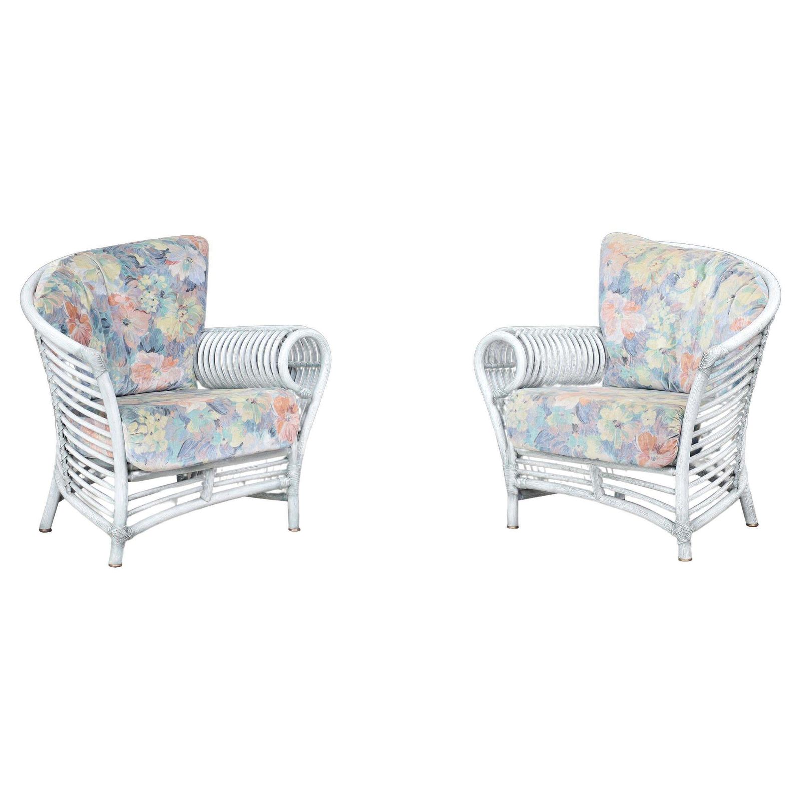 Pair Of Modern Rattan And Bamboo Lounge Chairs By Flechtatelier Schütz, Germany