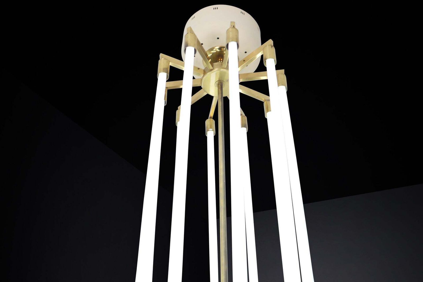 Large Brass Bauhaus Chandelier By Kaiser & Co., Germany, Circa 1940s photo 3706.0